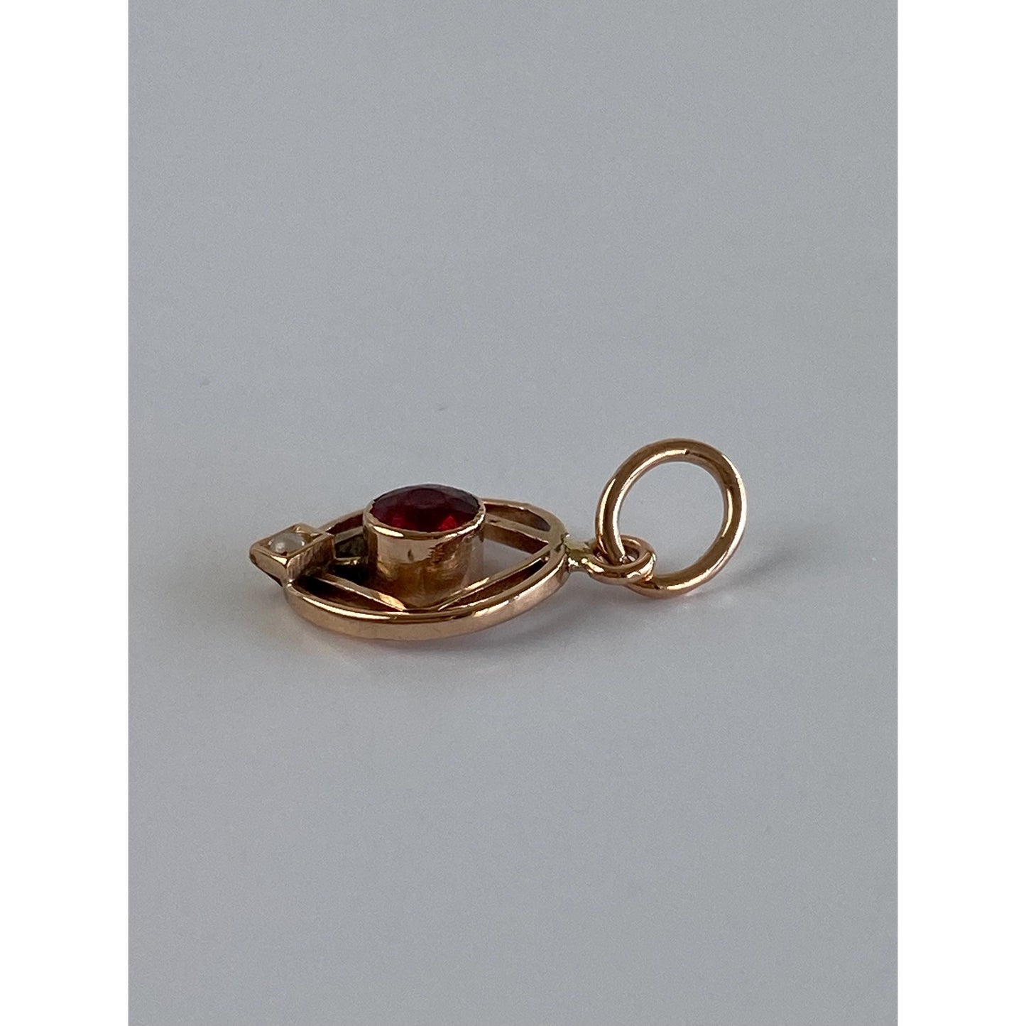 Vintage Solid 14k Rose Gold Pink Cubic Zirconia Seed Pearl Stick Pin Conversion Charm