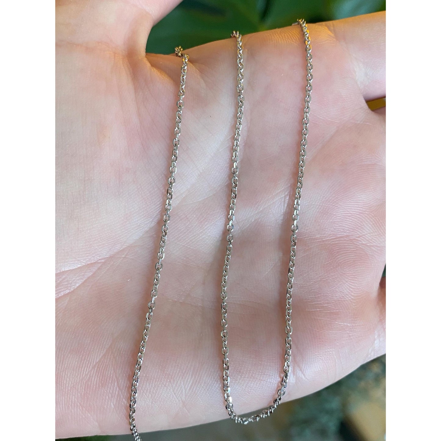 Vintage Solid 14k White Gold Cable Chain Necklace - 14.5 inches