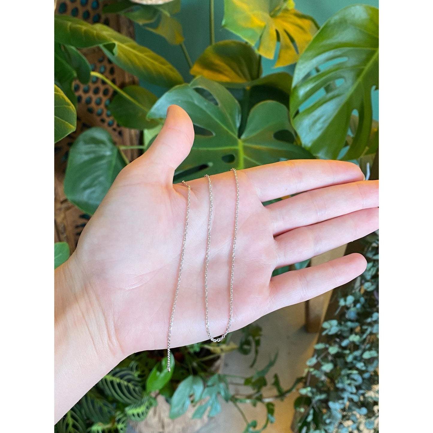 Vintage Solid 14k White Gold Cable Chain Necklace - 14.5 inches