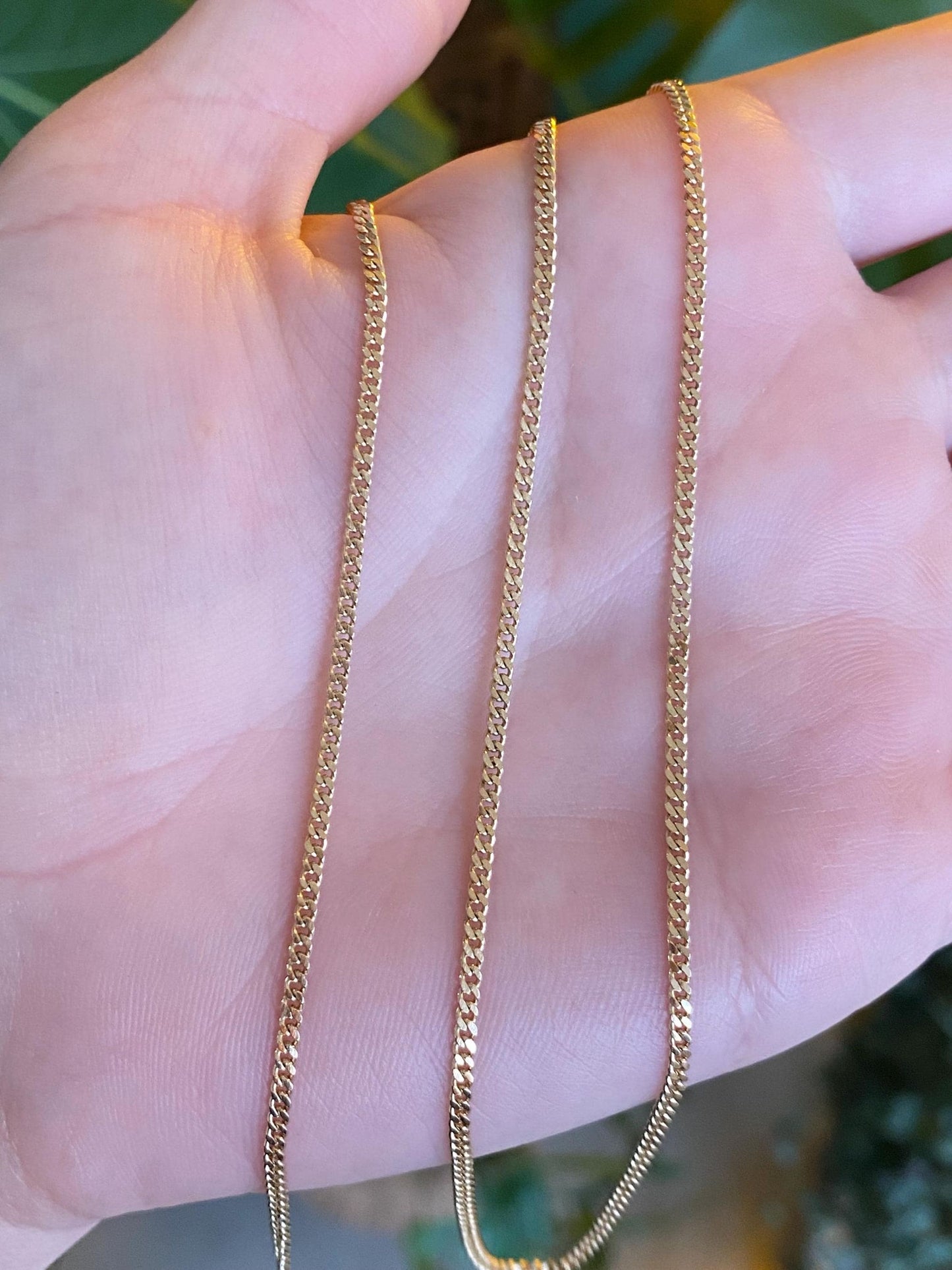 Vintage Solid 14k Yellow Gold Tight Curb Chain Necklace - 18.25 inches