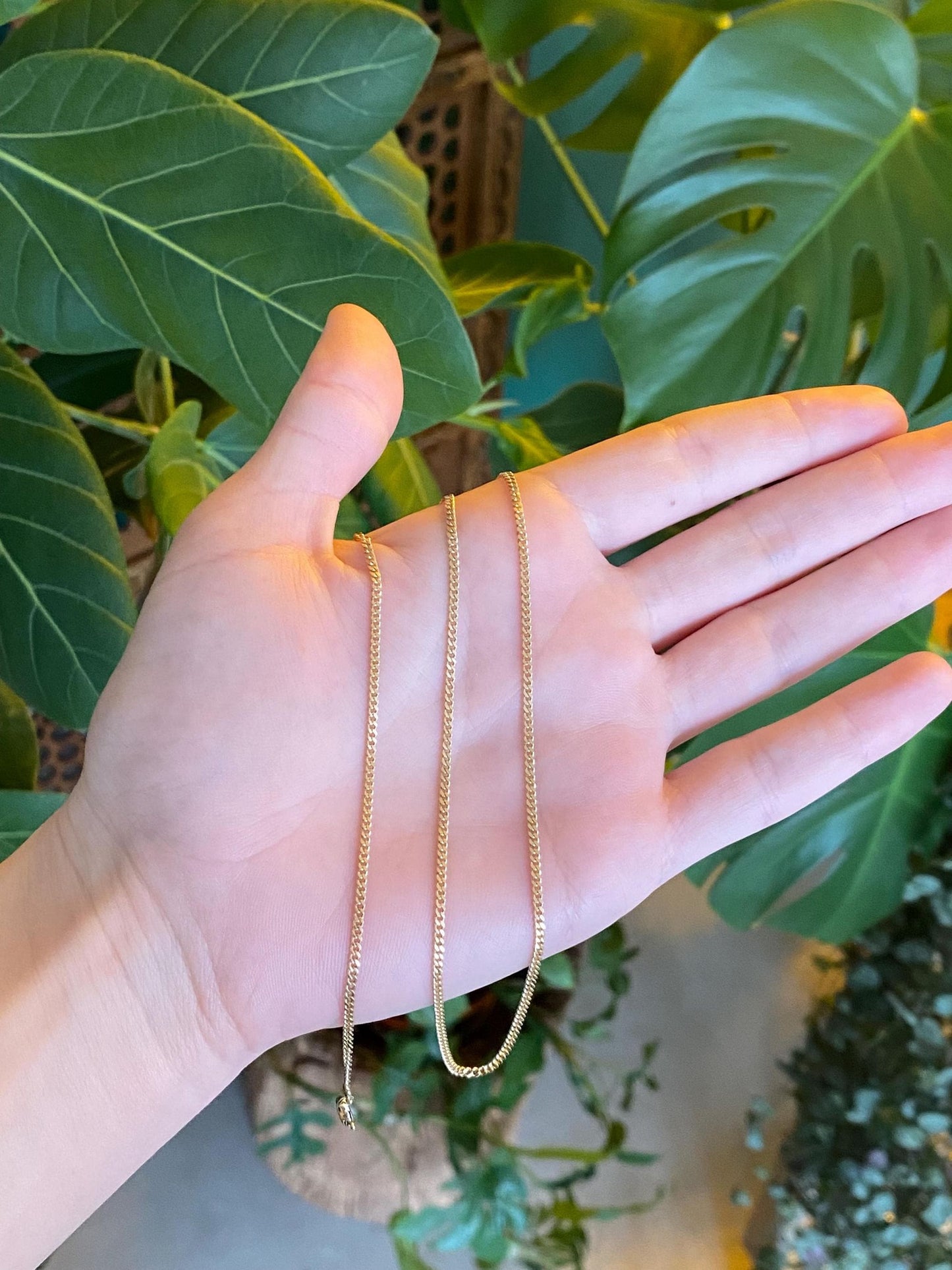 Vintage Solid 14k Yellow Gold Tight Curb Chain Necklace - 18.25 inches