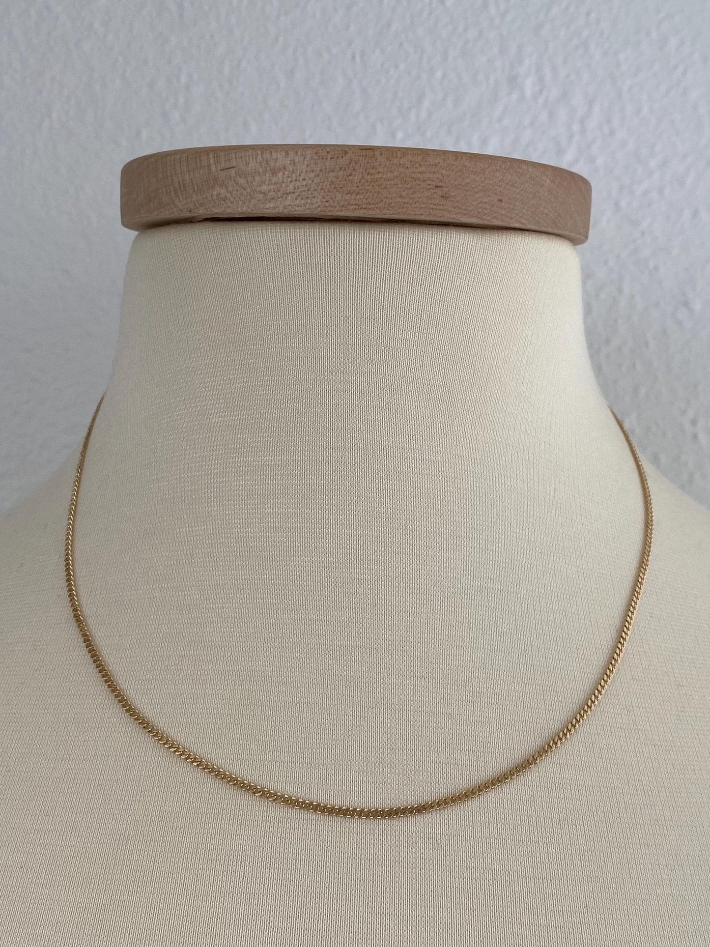 Vintage Solid 14k Yellow Gold Tight Curb Chain Necklace - 18.25 inches
