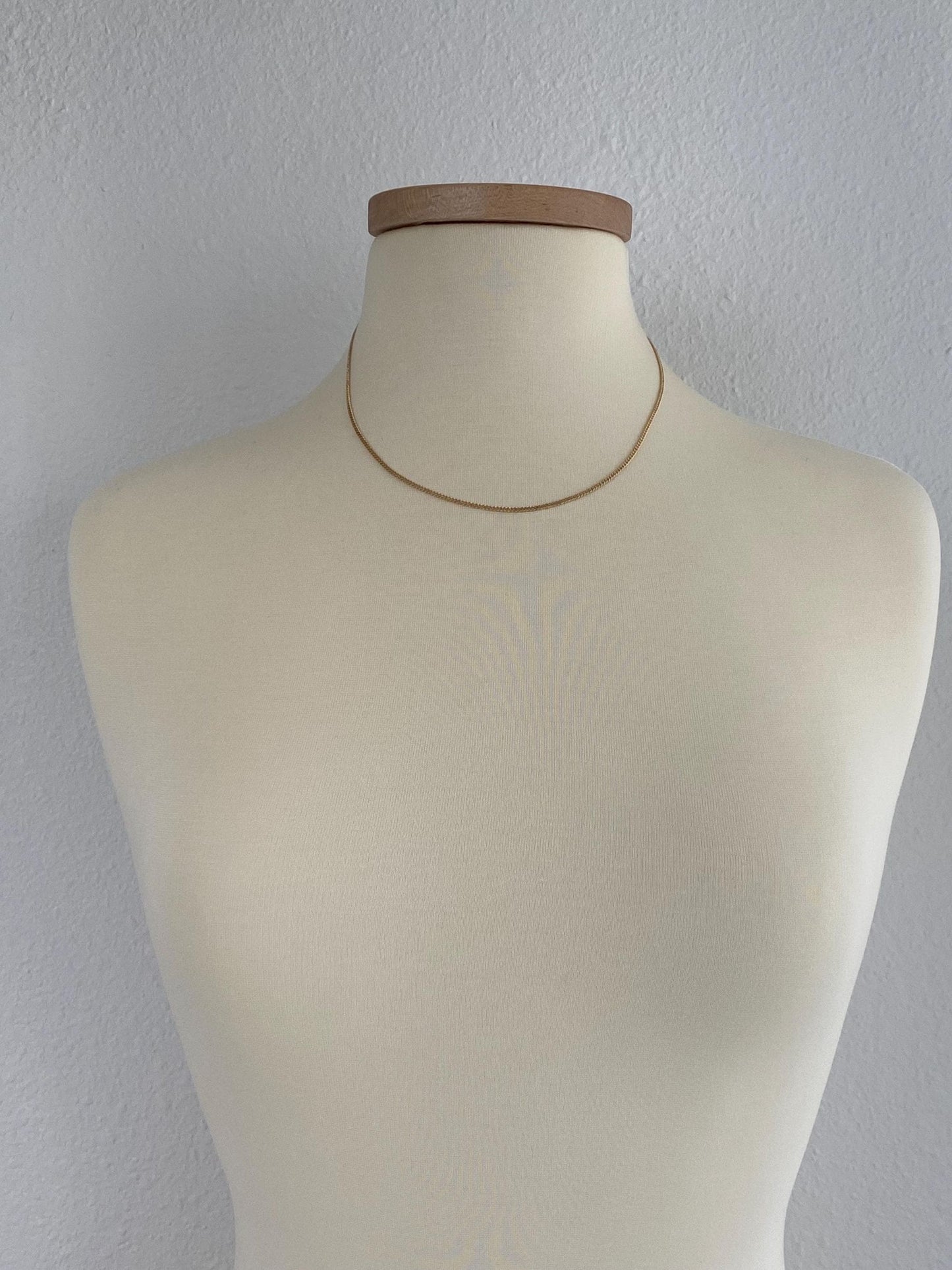 Vintage Solid 14k Yellow Gold Tight Curb Chain Necklace - 18.25 inches