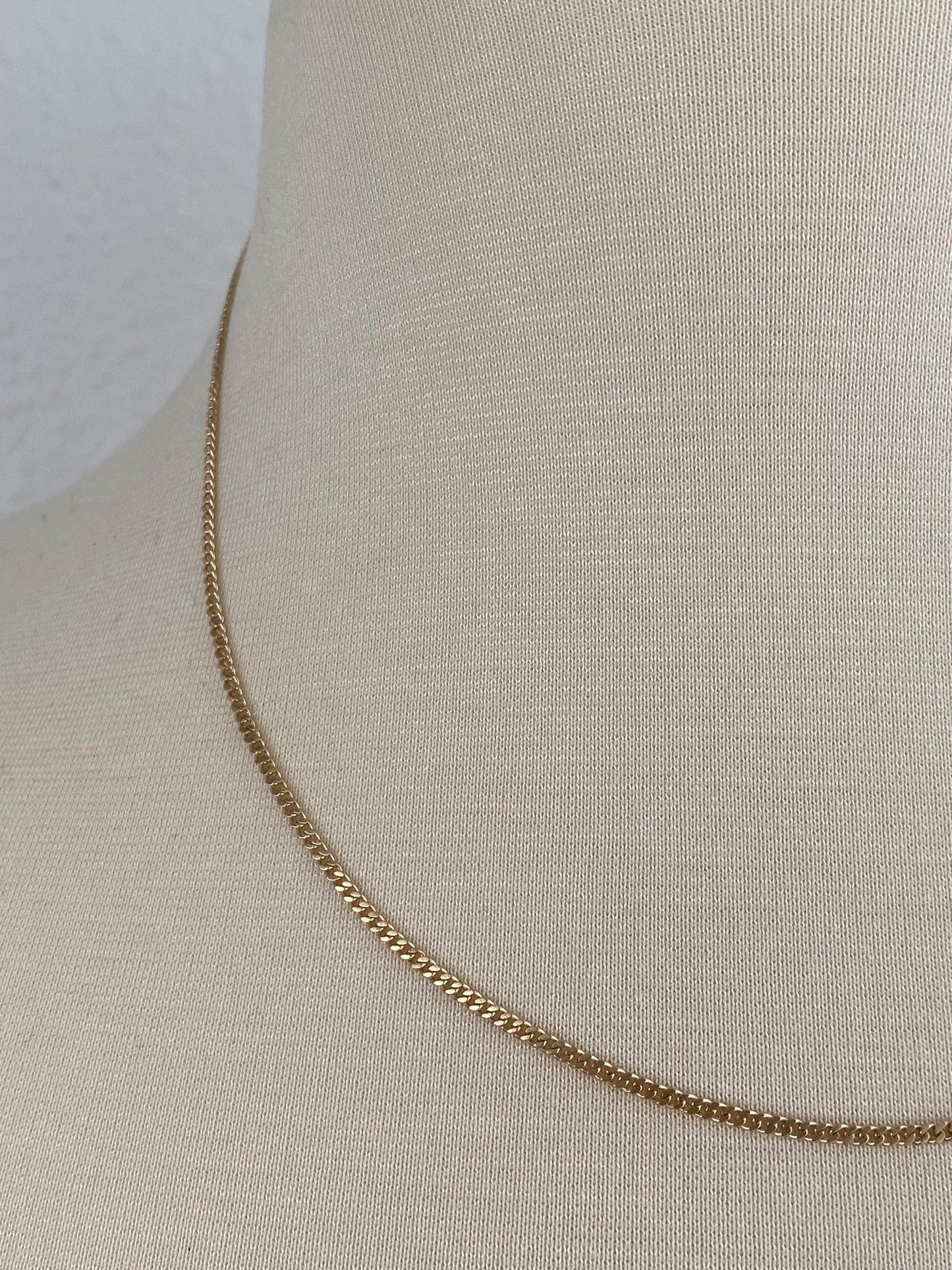 Vintage Solid 14k Yellow Gold Tight Curb Chain Necklace - 18.25 inches