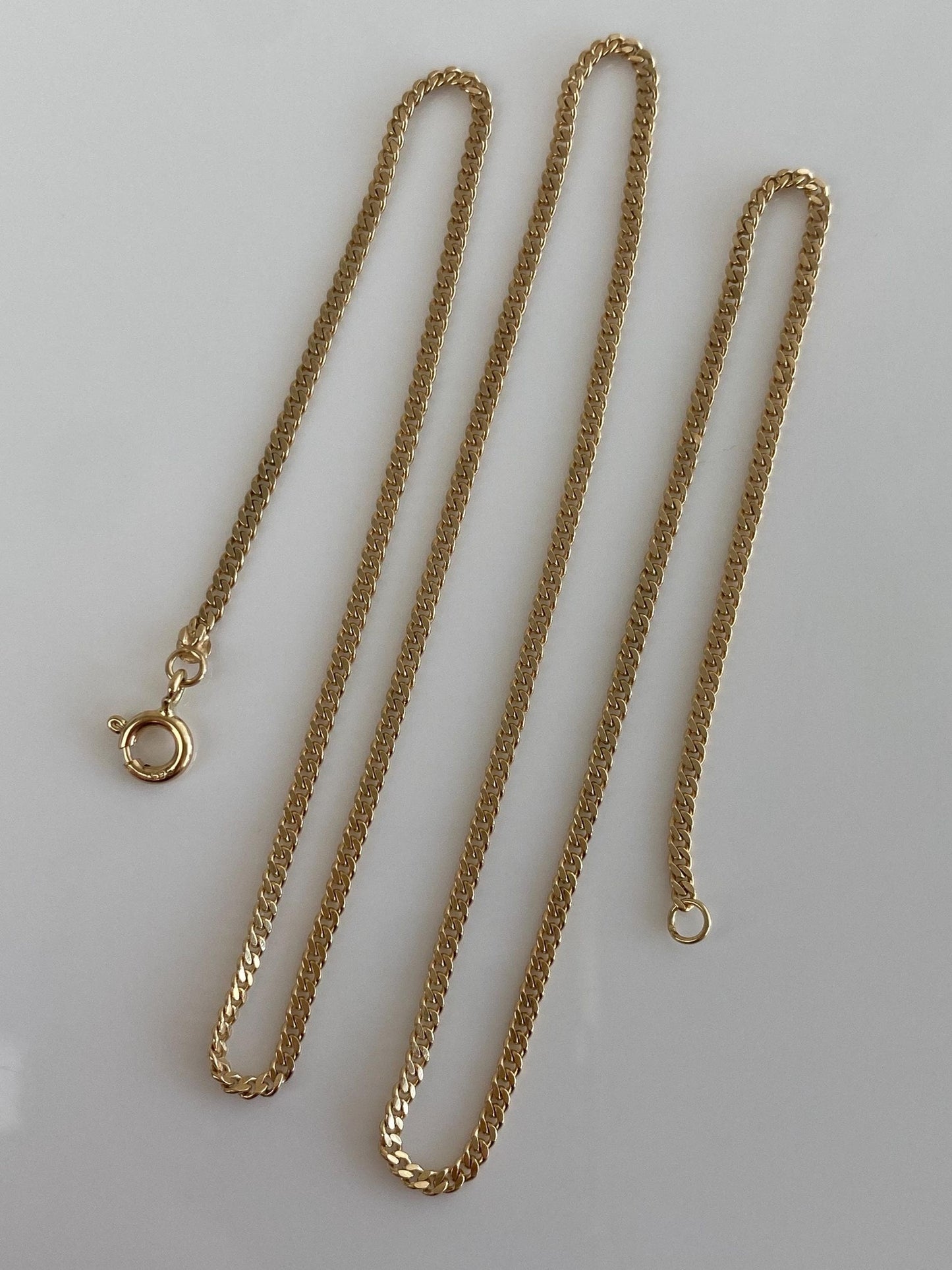 Vintage Solid 14k Yellow Gold Tight Curb Chain Necklace - 18.25 inches