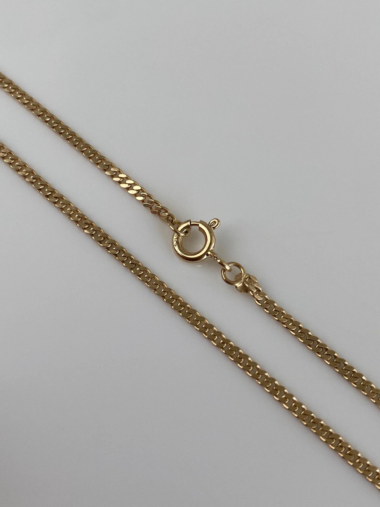 Vintage Solid 14k Yellow Gold Tight Curb Chain Necklace - 18.25 inches