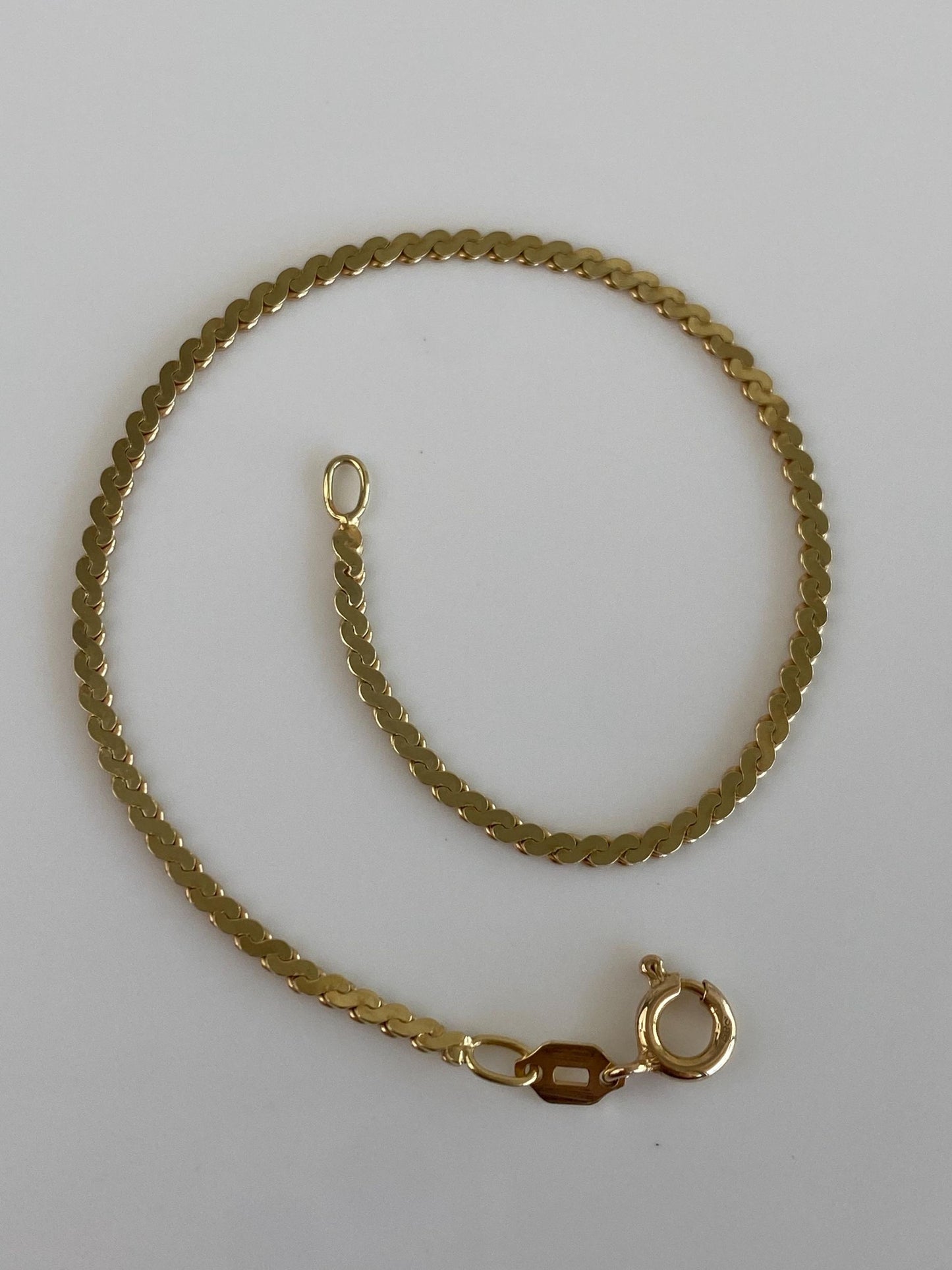 Vintage Solid 14k Yellow Gold Serpentine Chain Bracelet - 7.25 inches