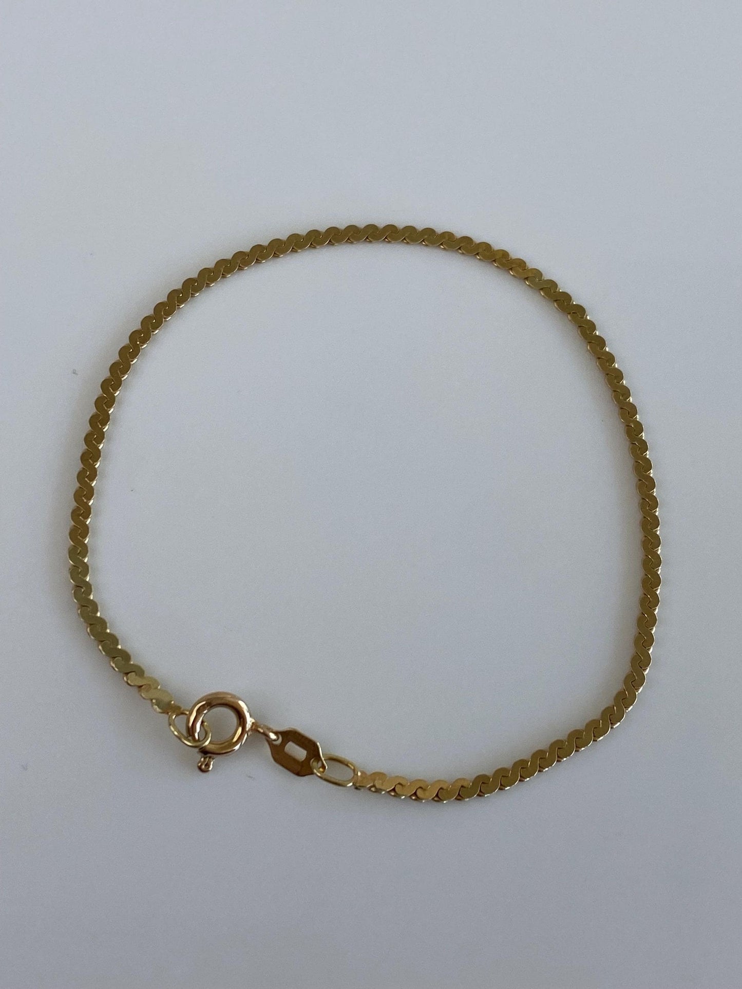 Vintage Solid 14k Yellow Gold Serpentine Chain Bracelet - 7.25 inches