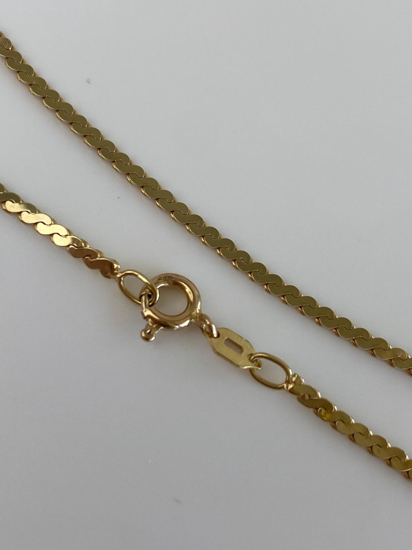 Vintage Solid 14k Yellow Gold Serpentine Chain Bracelet - 7.25 inches