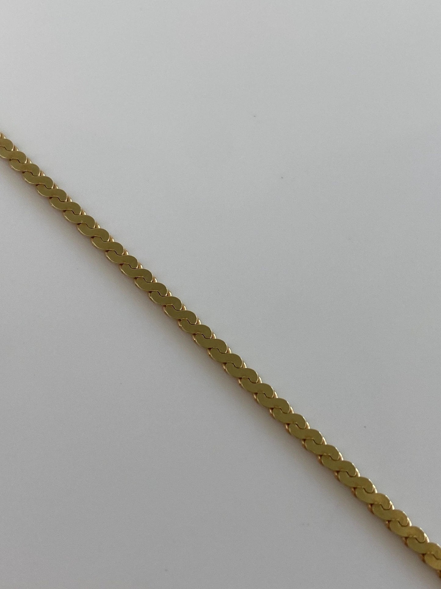 Vintage Solid 14k Yellow Gold Serpentine Chain Bracelet - 7.25 inches