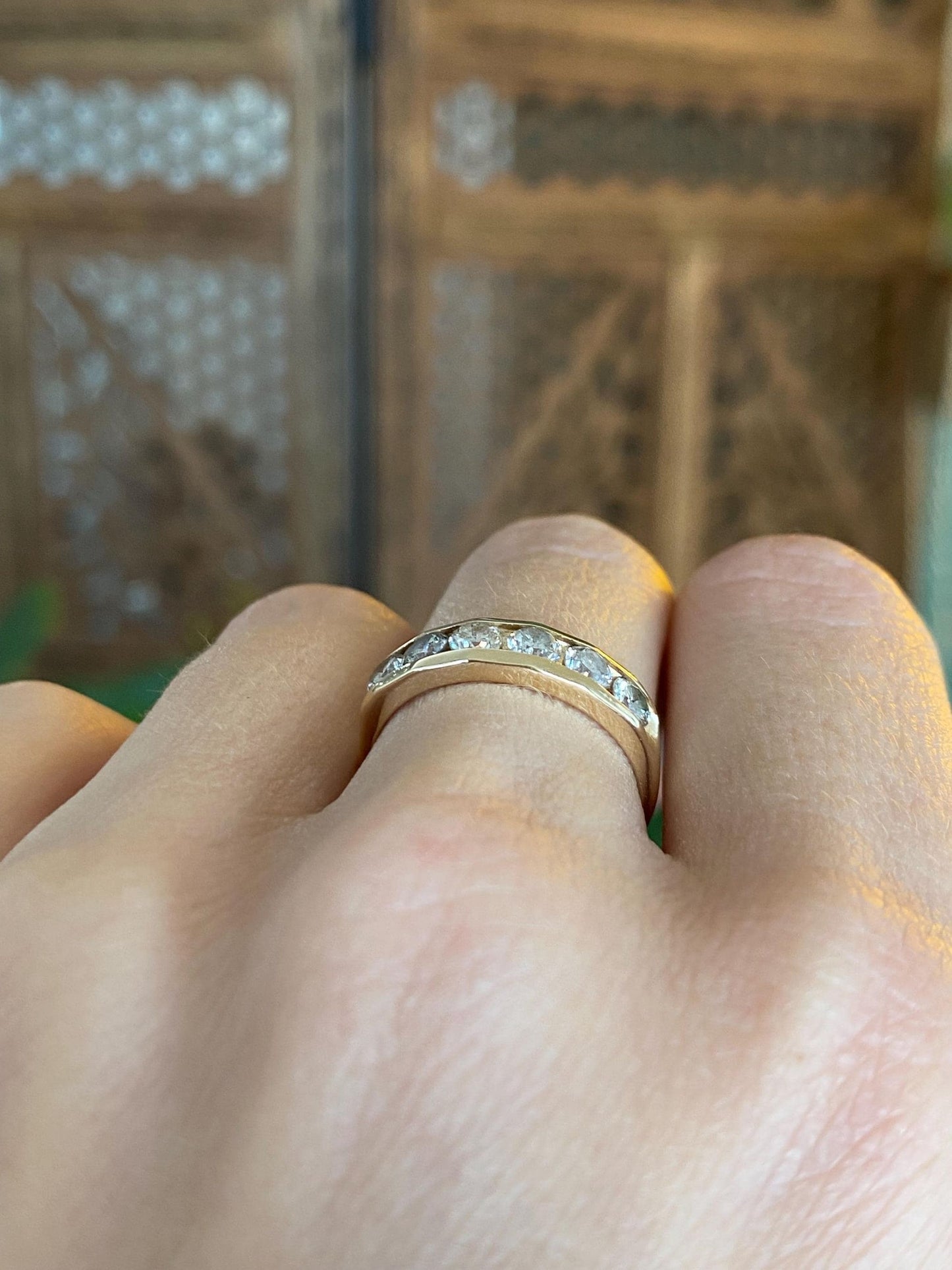 Vintage Solid 14k Yellow Gold Diamond Ring Band - Size 6.5