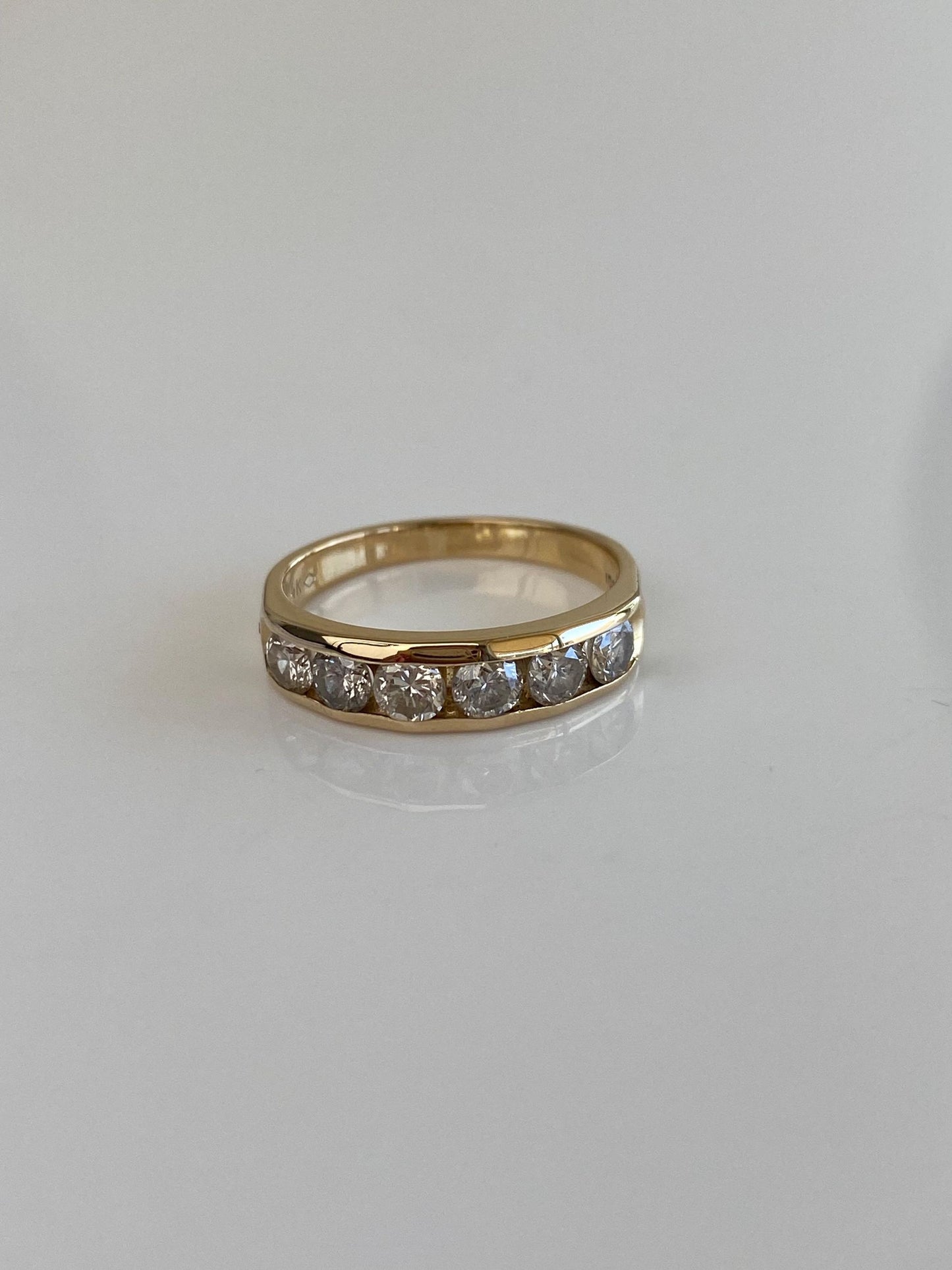 Vintage Solid 14k Yellow Gold Diamond Ring Band - Size 6.5