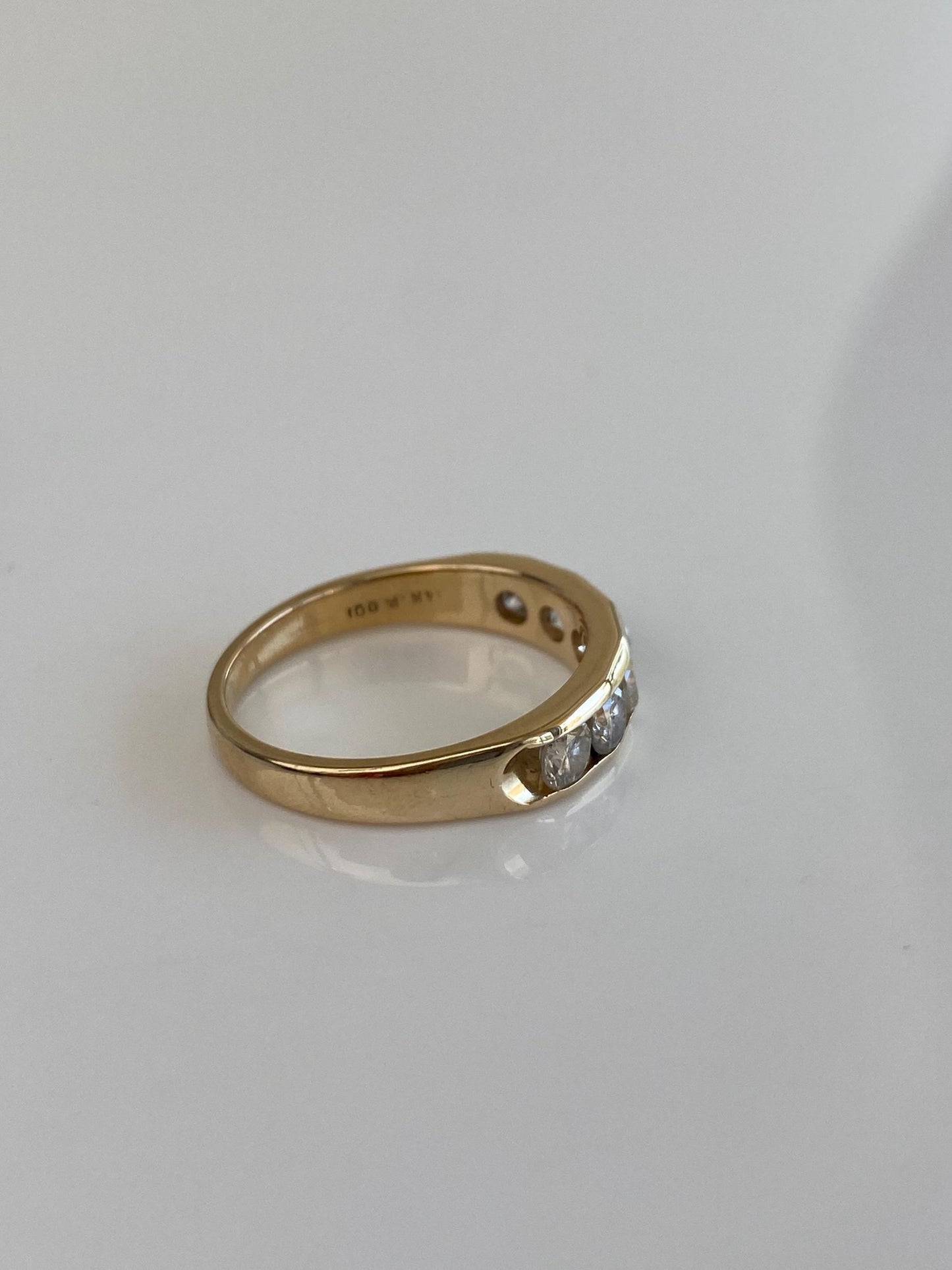 Vintage Solid 14k Yellow Gold Diamond Ring Band - Size 6.5