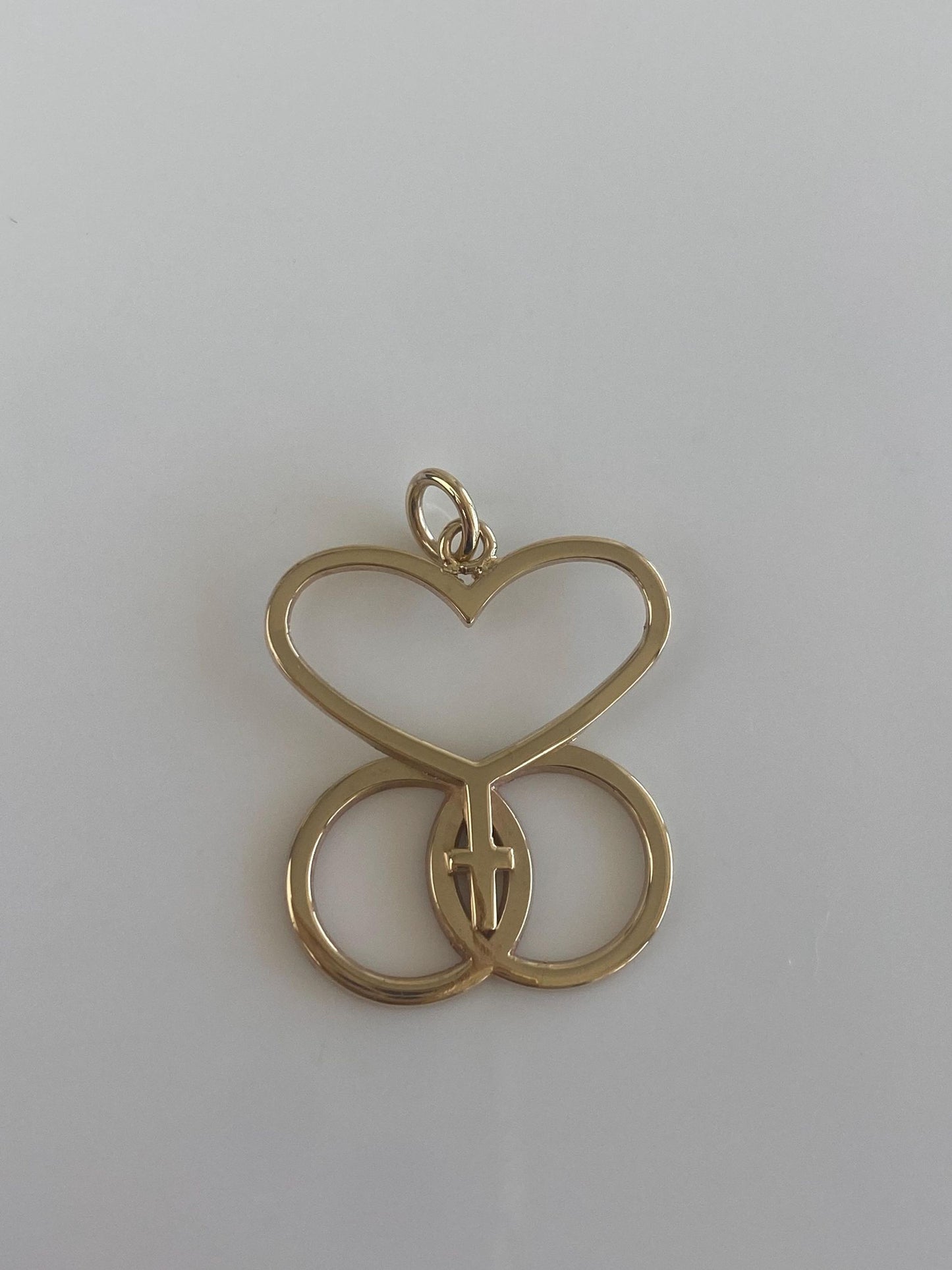 Vintage Solid 14k Yellow Gold Heart Cross Charm