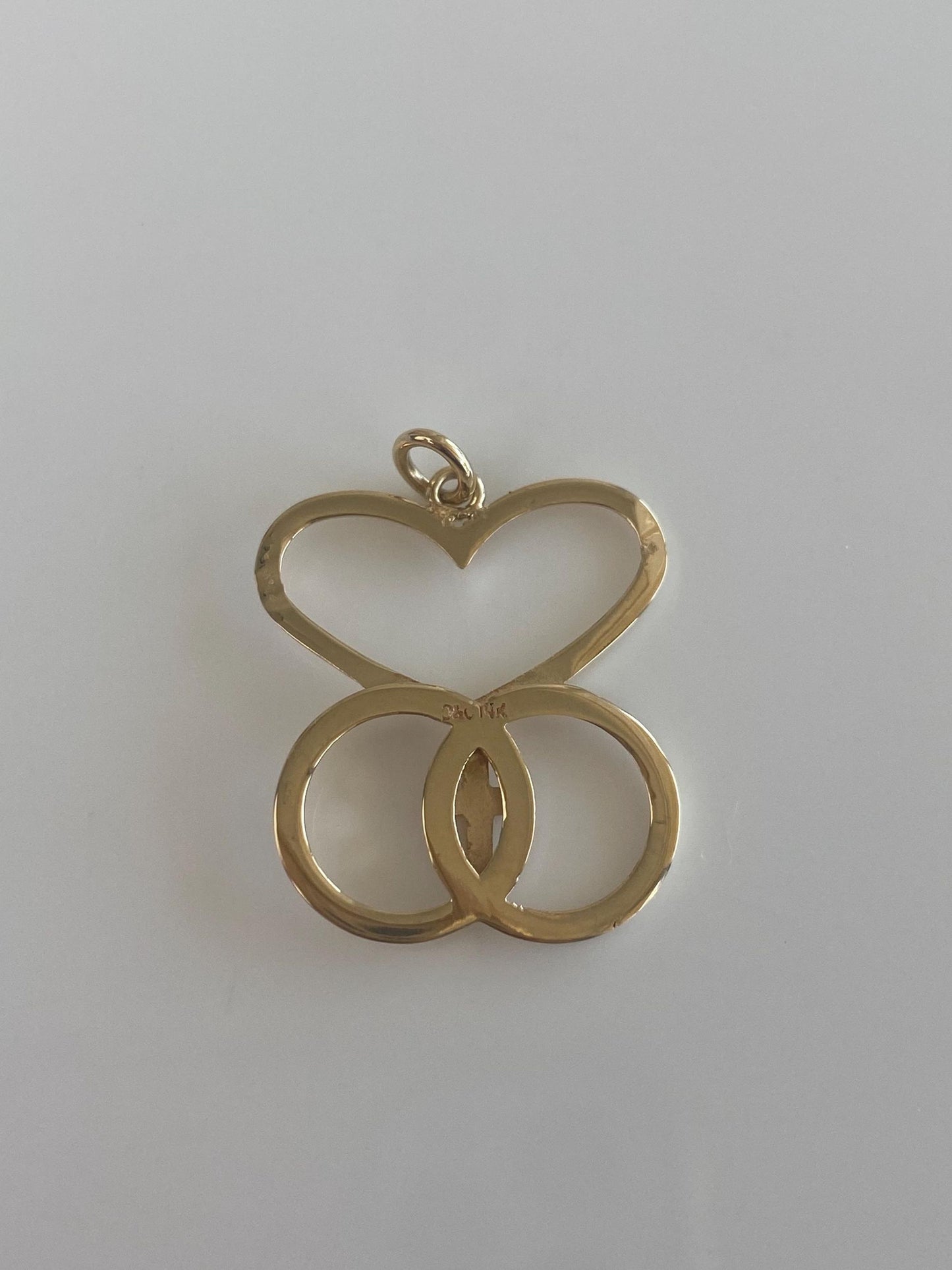 Vintage Solid 14k Yellow Gold Heart Cross Charm
