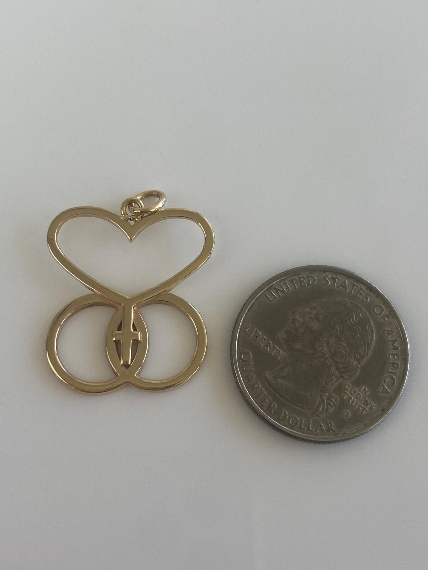 Vintage Solid 14k Yellow Gold Heart Cross Charm