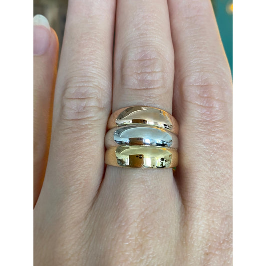 Vintage Solid 18k Tri Tone Gold Ring - Size 6.75