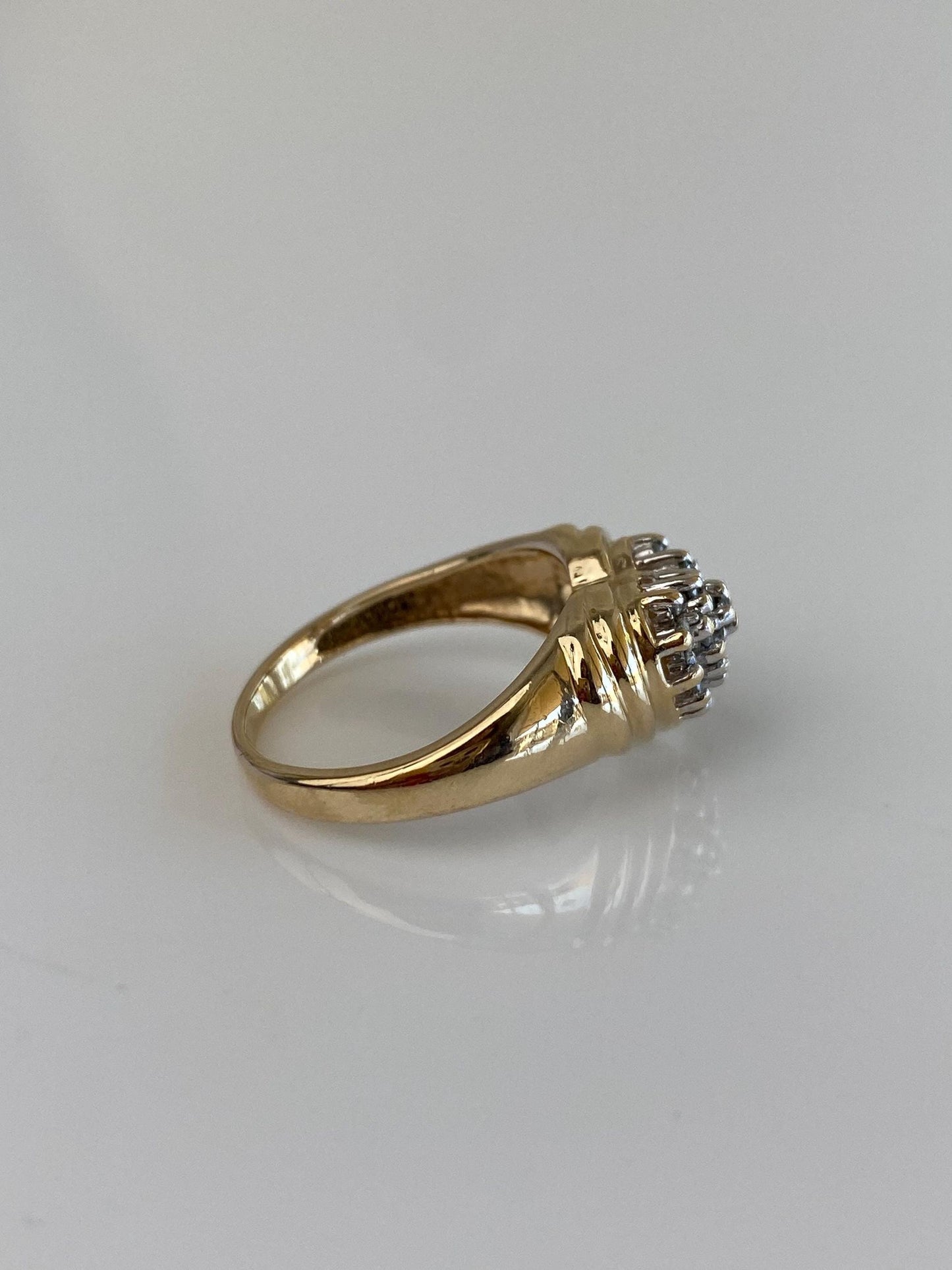 Vintage Solid 10k Yellow Gold Diamond Heart Ring - Size 6.25