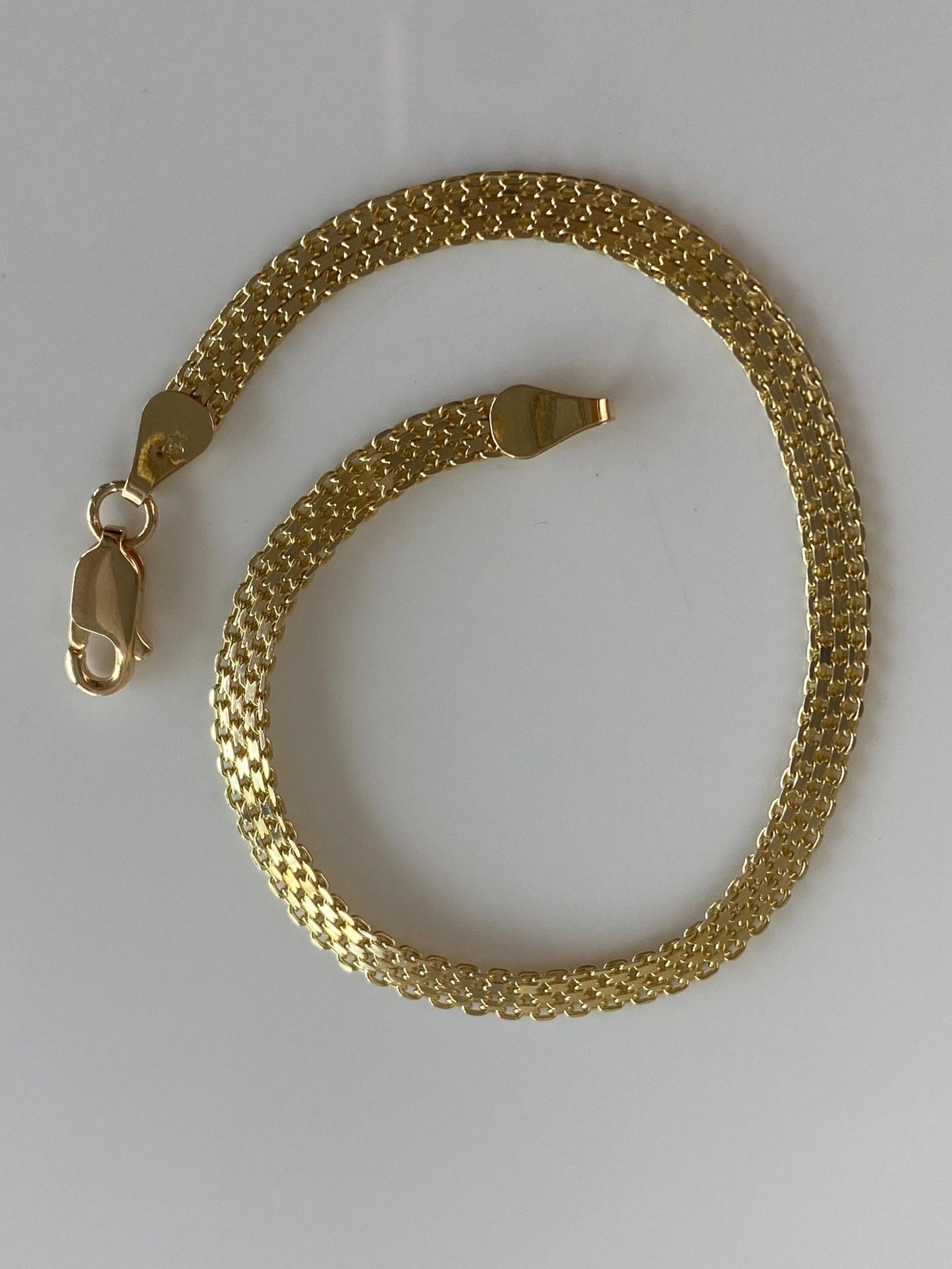 Vintage Solid 14k Yellow Gold Bismark Chain Bracelet - 7.75 inches