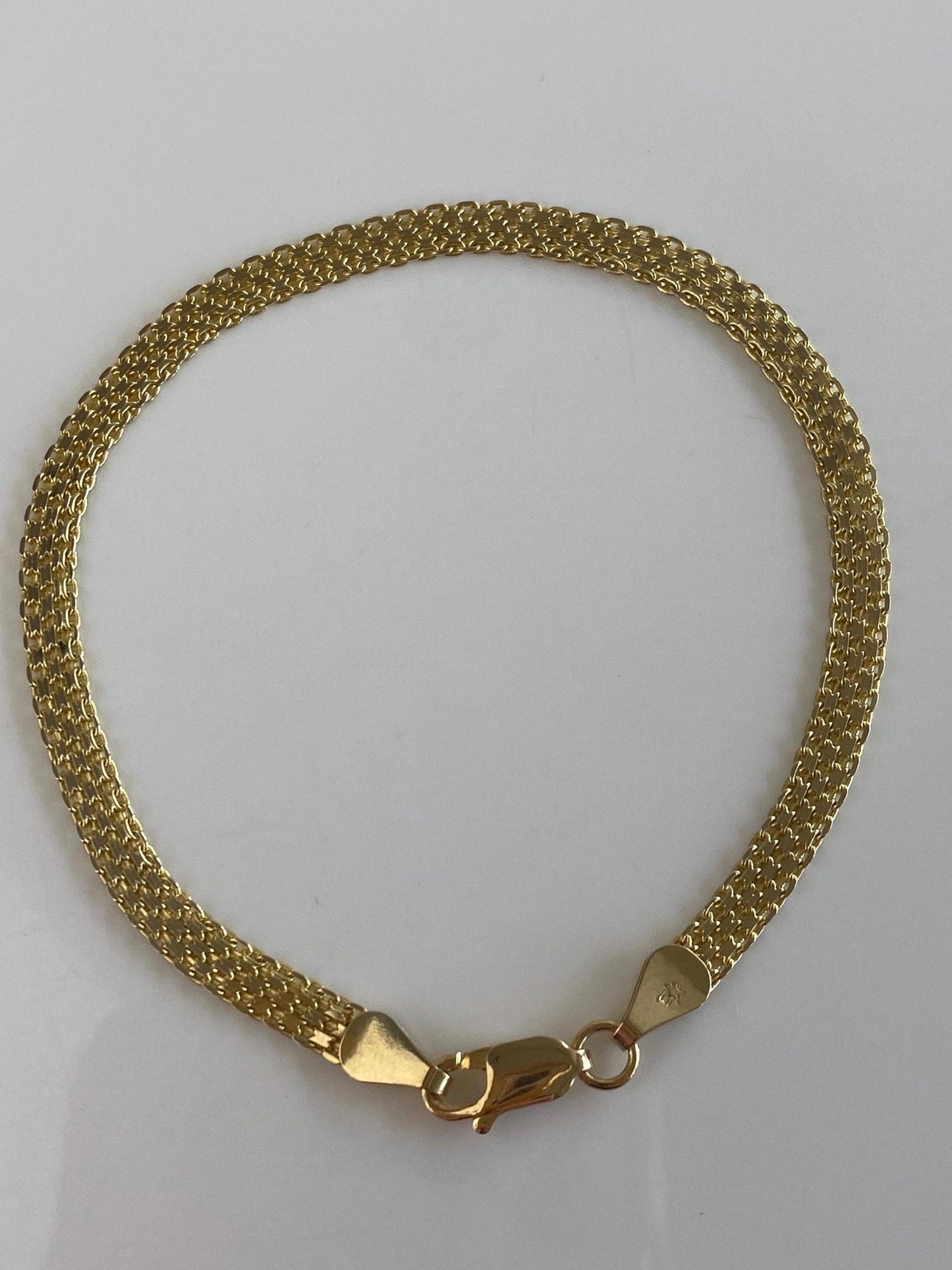 Vintage Solid 14k Yellow Gold Bismark Chain Bracelet - 7.75 inches