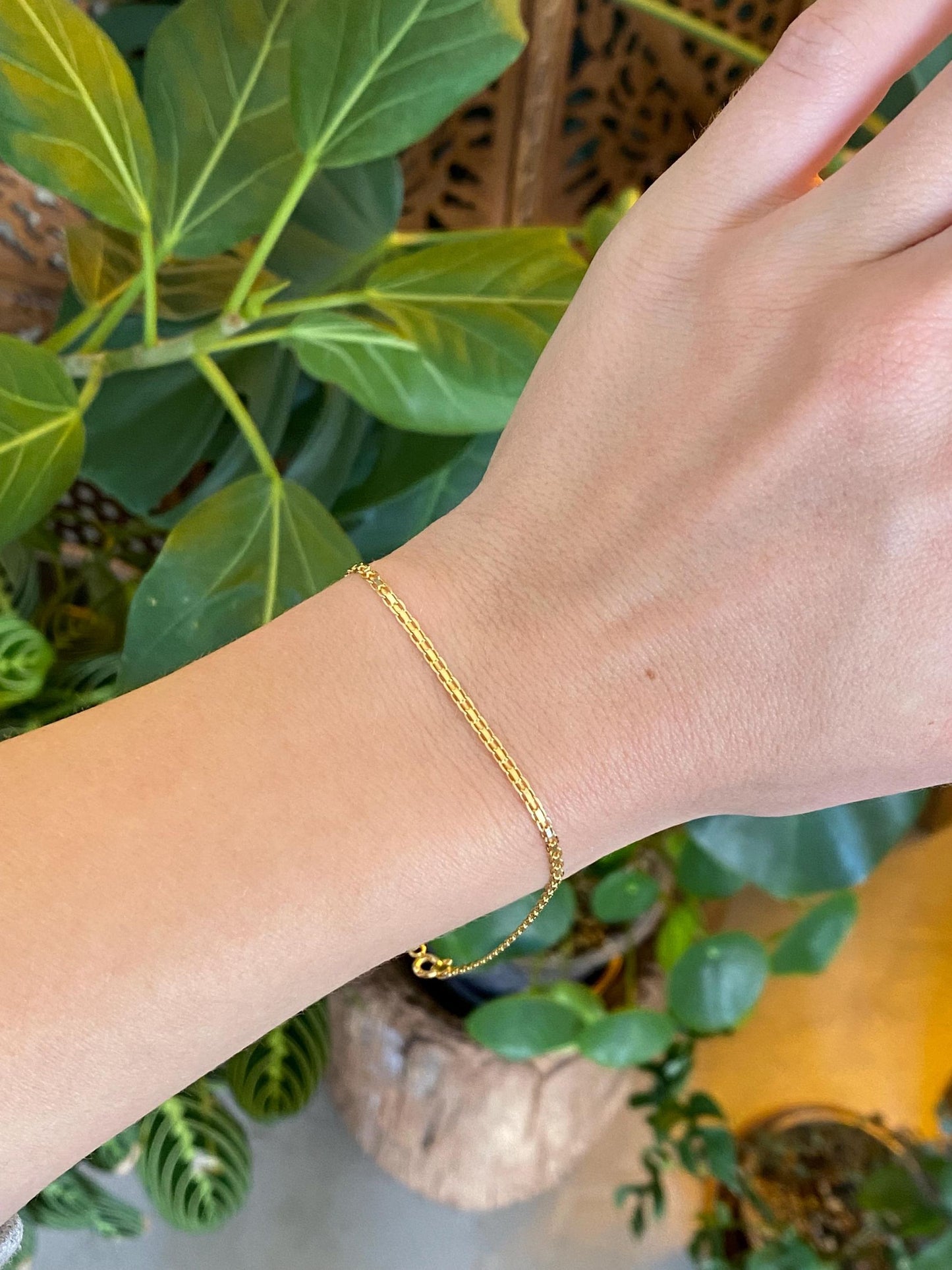 Vintage Solid 14k Yellow Gold Bismark Chain Bracelet Anklet - 9 inches