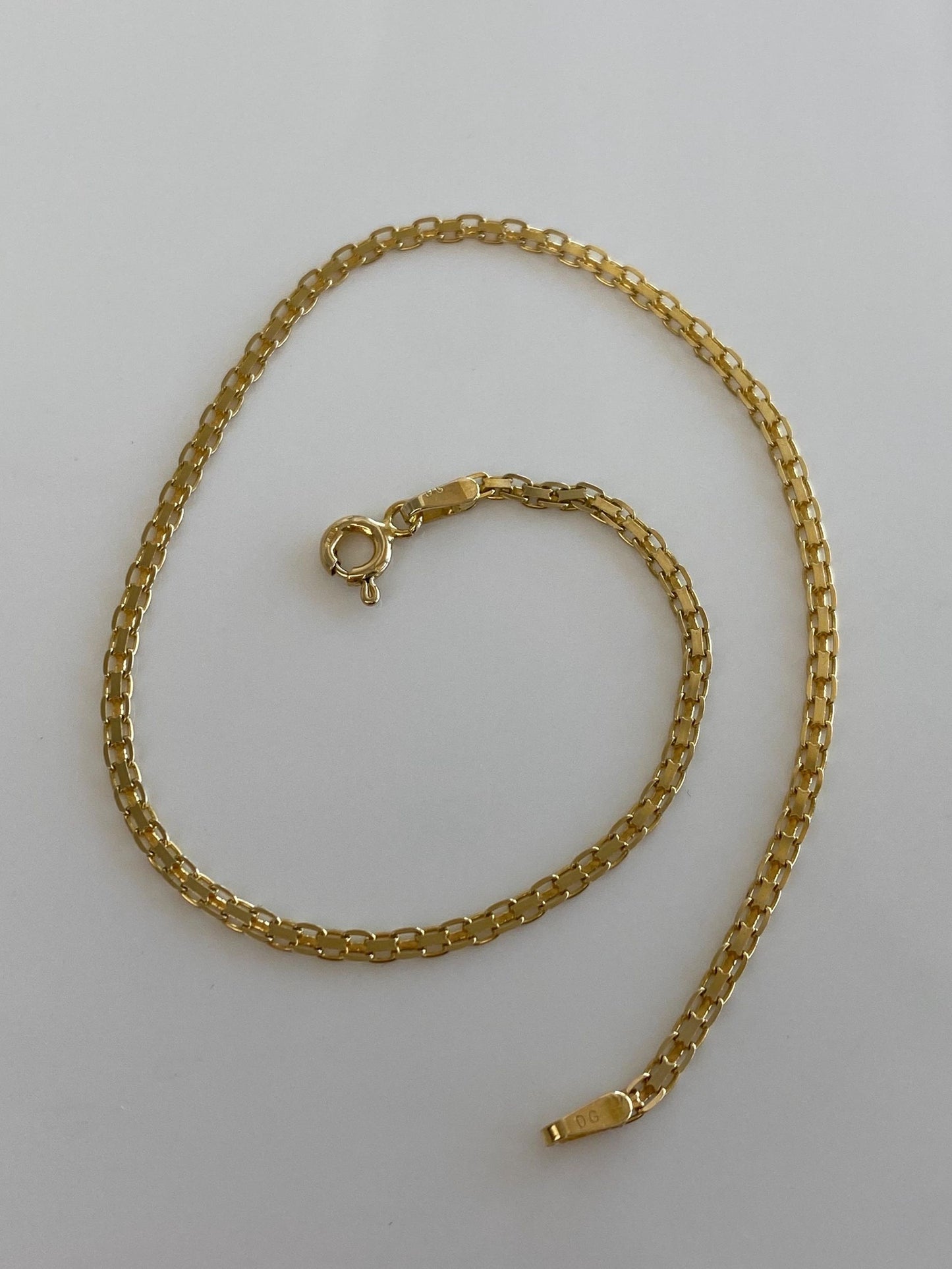 Vintage Solid 14k Yellow Gold Bismark Chain Bracelet Anklet - 9 inches
