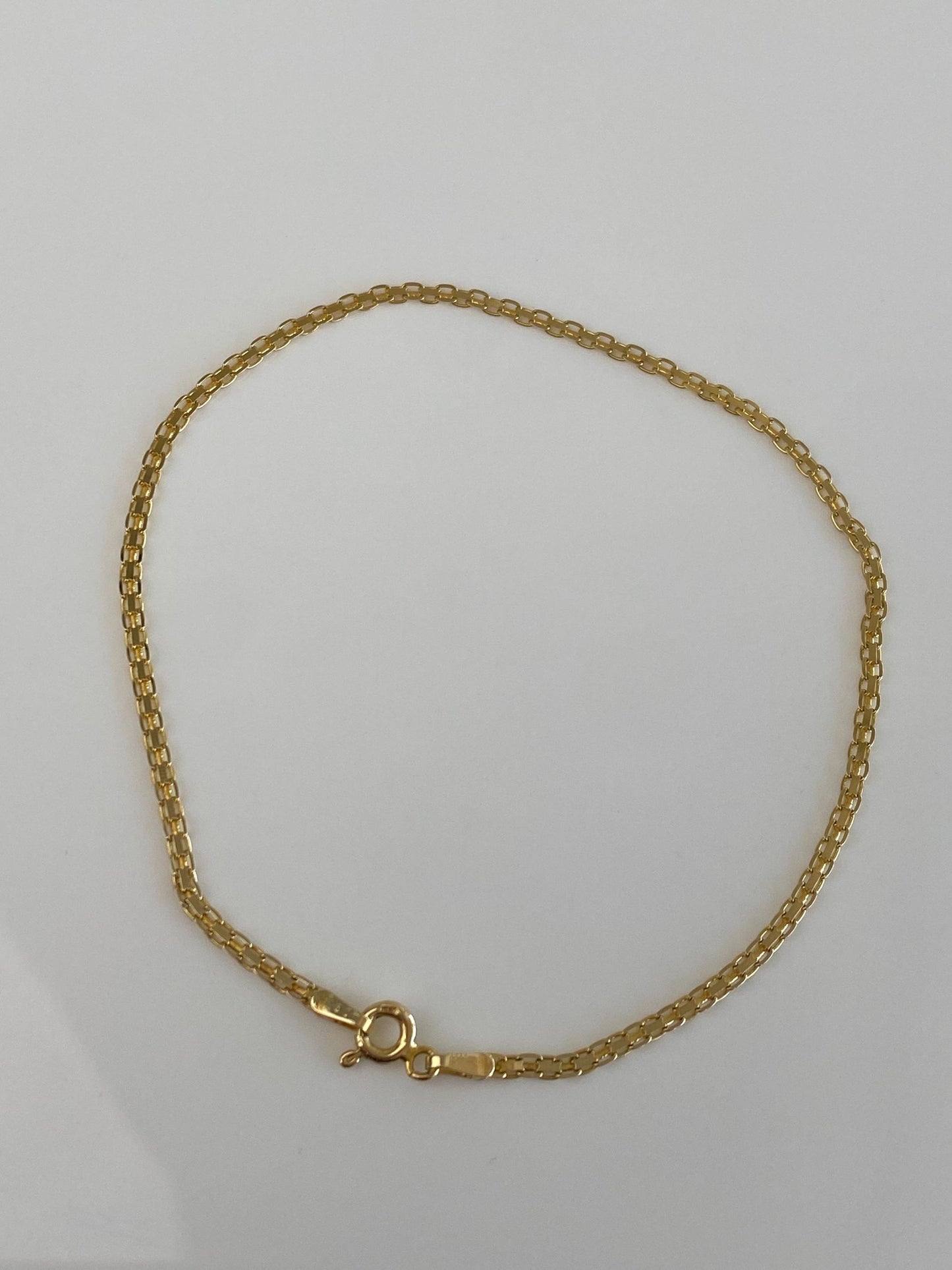 Vintage Solid 14k Yellow Gold Bismark Chain Bracelet Anklet - 9 inches