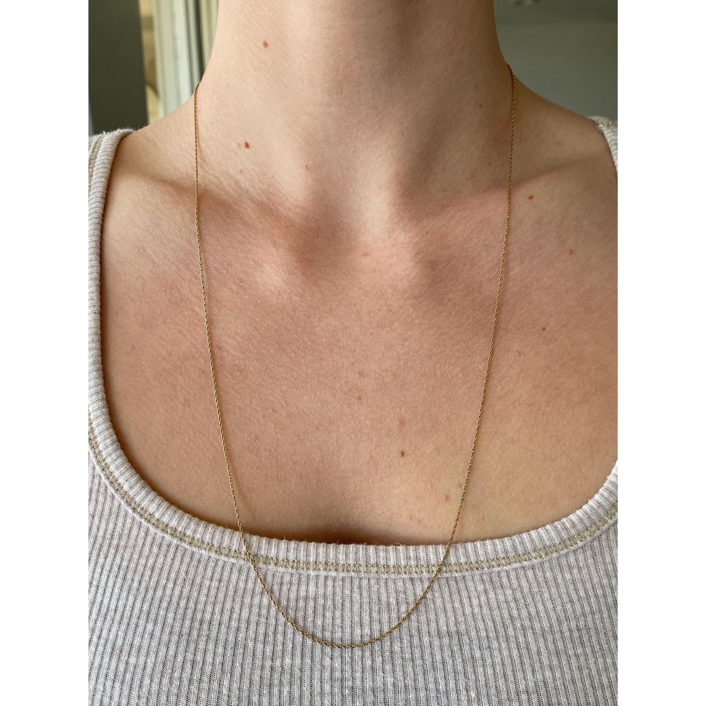 Vintage Solid 14k Yellow Gold Dainty Chain Necklace - 24.75 inches
