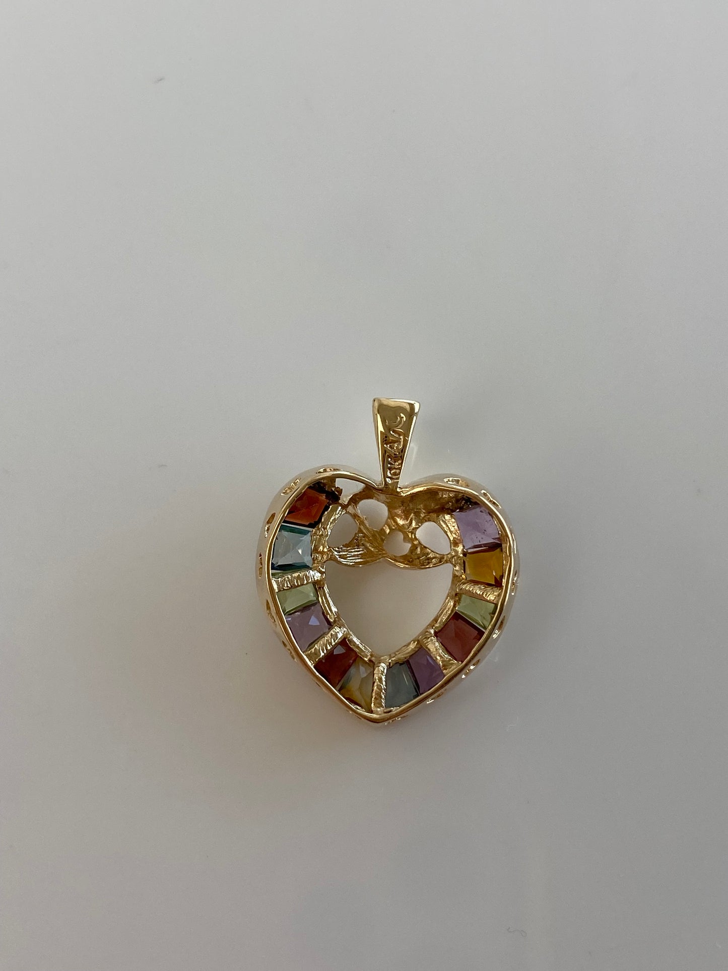 Vintage Solid 10k Garnet Amethyst Peridot Topaz Citrine Heart Charm