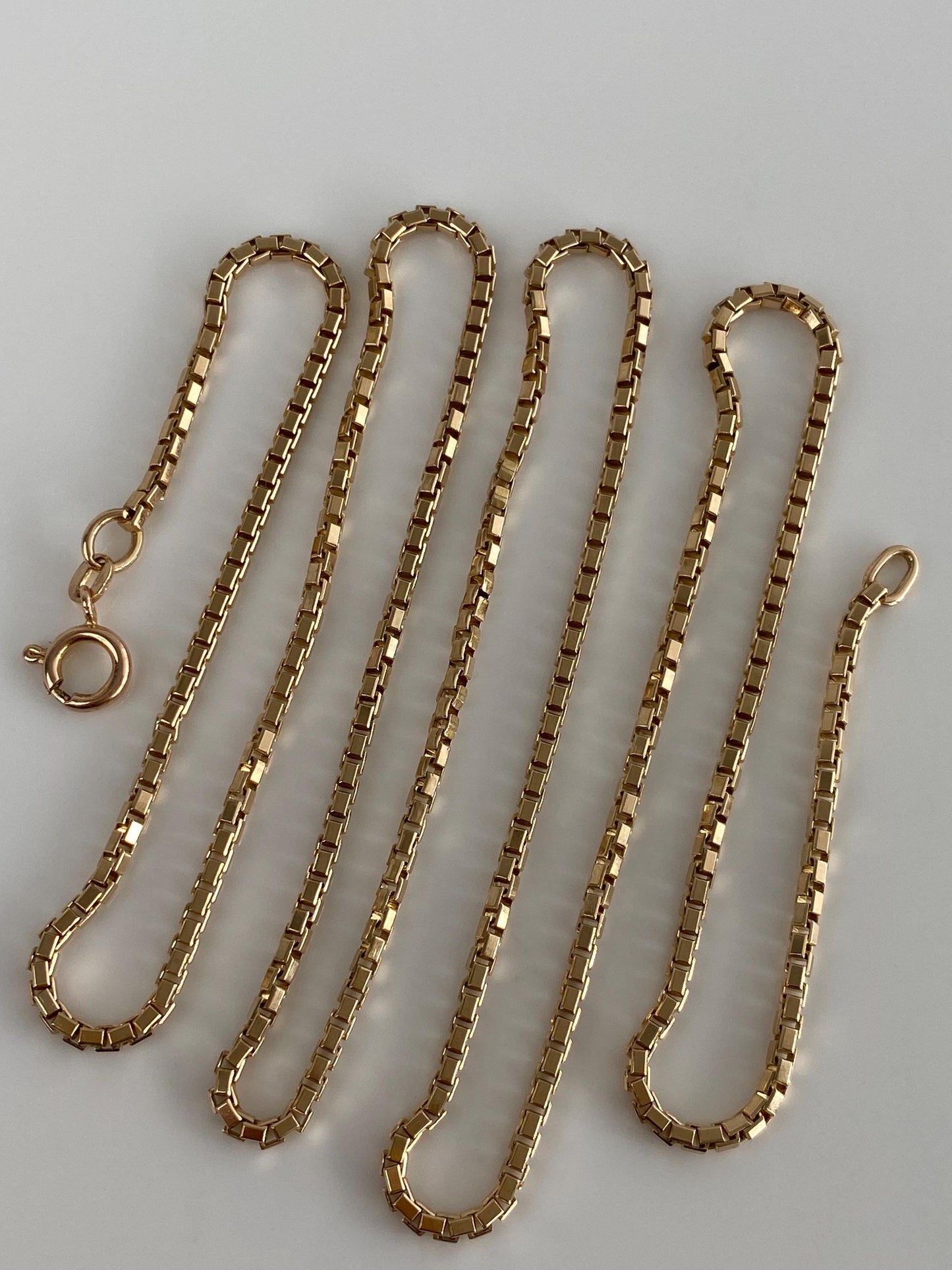 Vintage Solid 10k Yellow Gold Long Chunky Box Chain Necklace - 26.75 inches