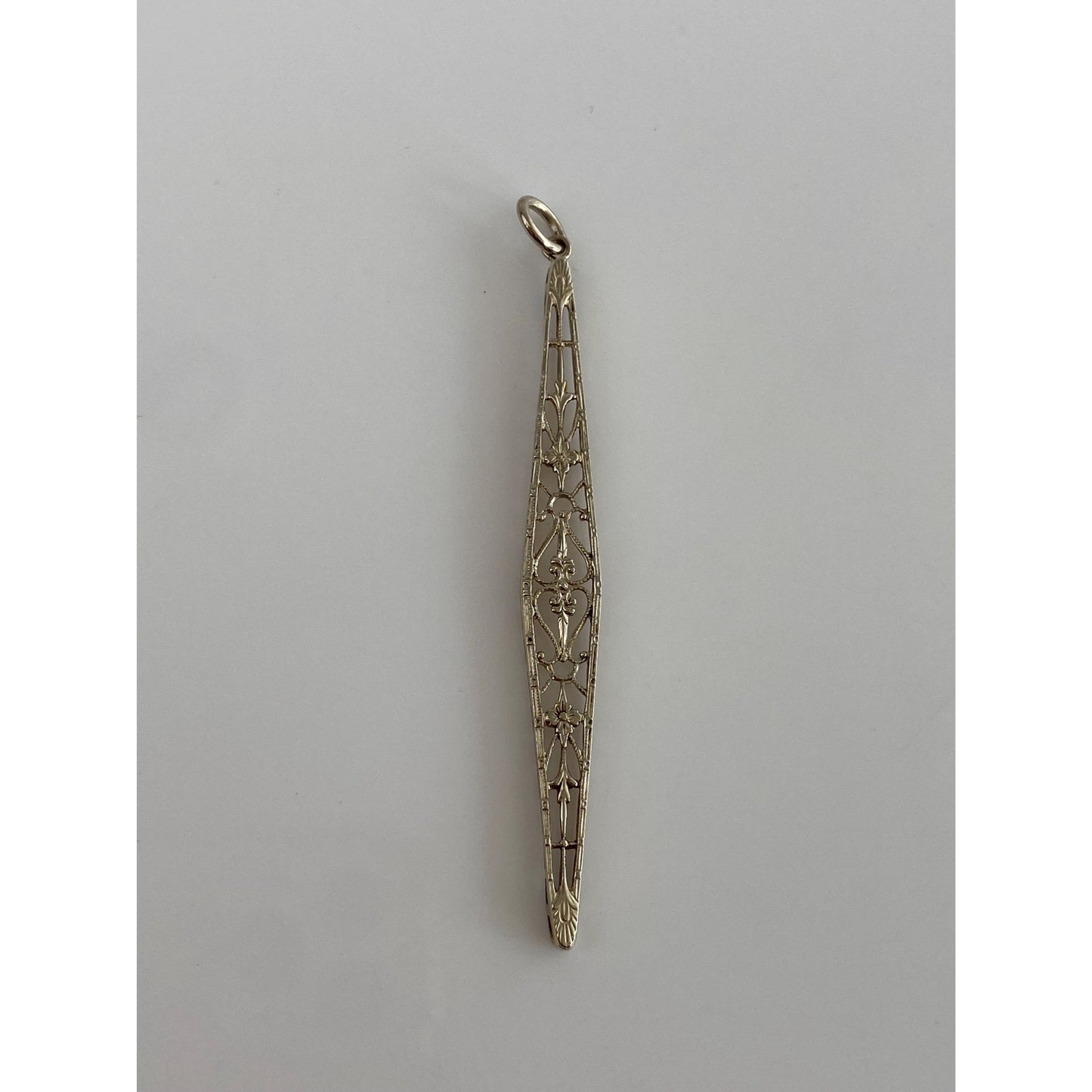 Solid 14k White & Yellow Gold Art Deco Bar Pin Conversion Charm