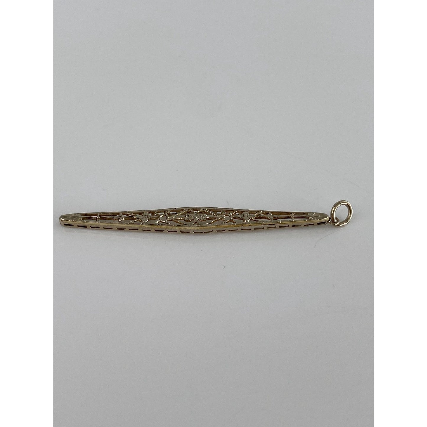 Solid 14k White & Yellow Gold Art Deco Bar Pin Conversion Charm