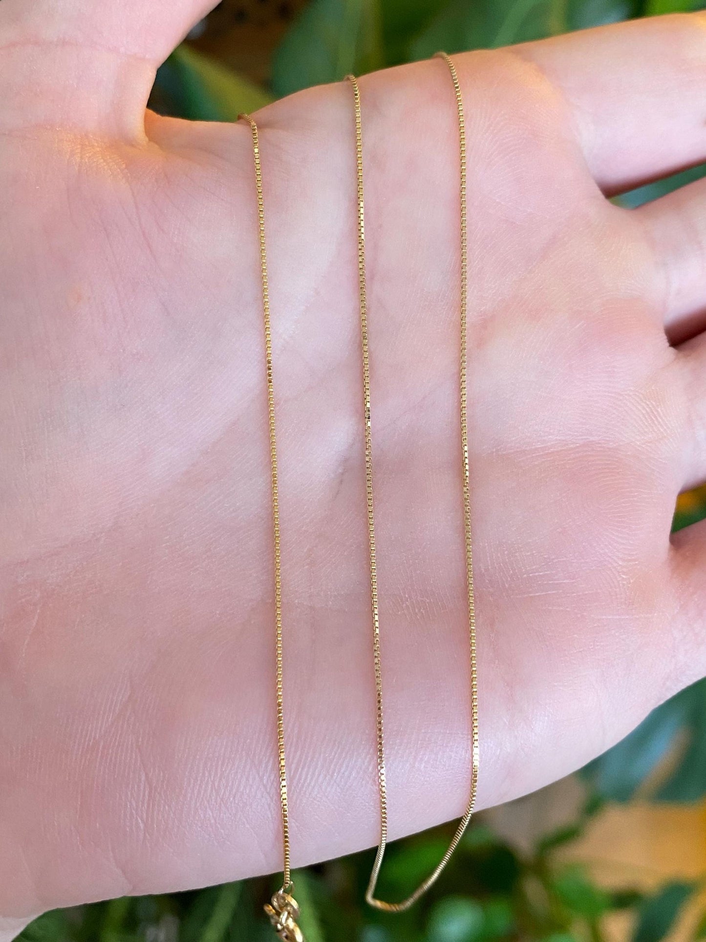Vintage Solid 14k Yellow Gold Dainty Long Box Chain Necklace - 24 inches