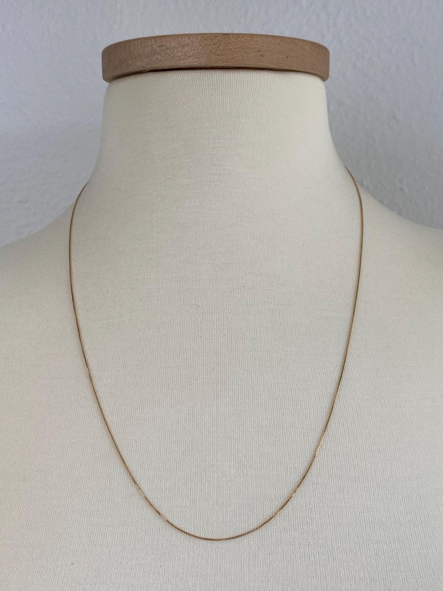 Vintage Solid 14k Yellow Gold Dainty Long Box Chain Necklace - 24 inches