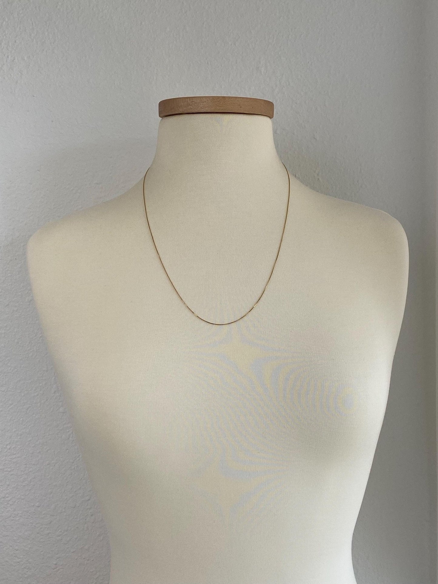 Vintage Solid 14k Yellow Gold Dainty Long Box Chain Necklace - 24 inches