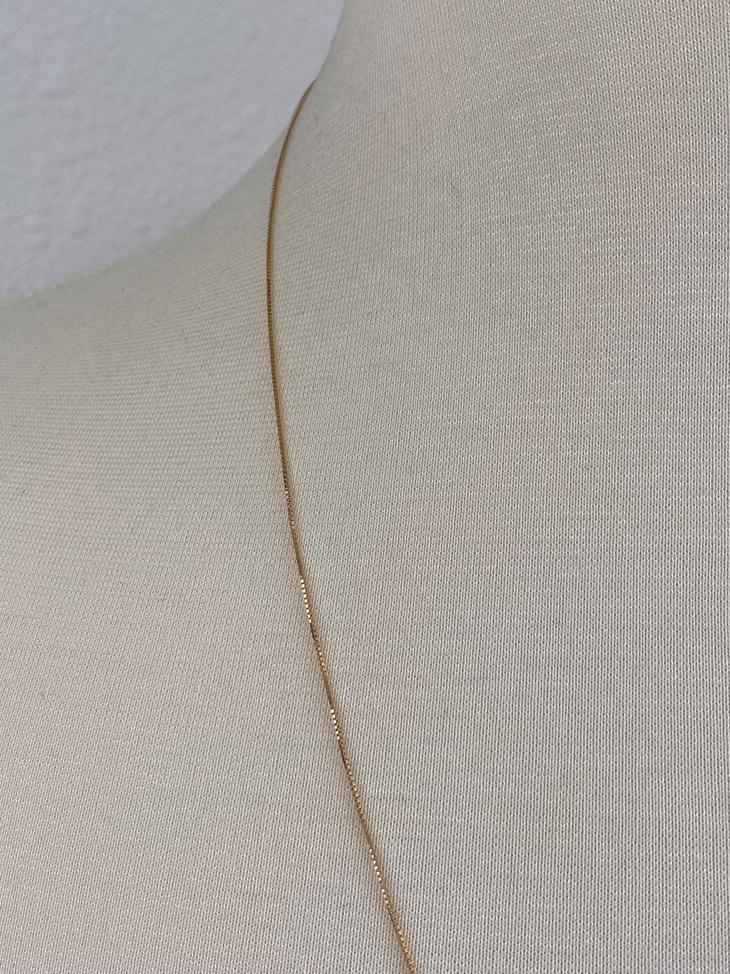 Vintage Solid 14k Yellow Gold Dainty Long Box Chain Necklace - 24 inches