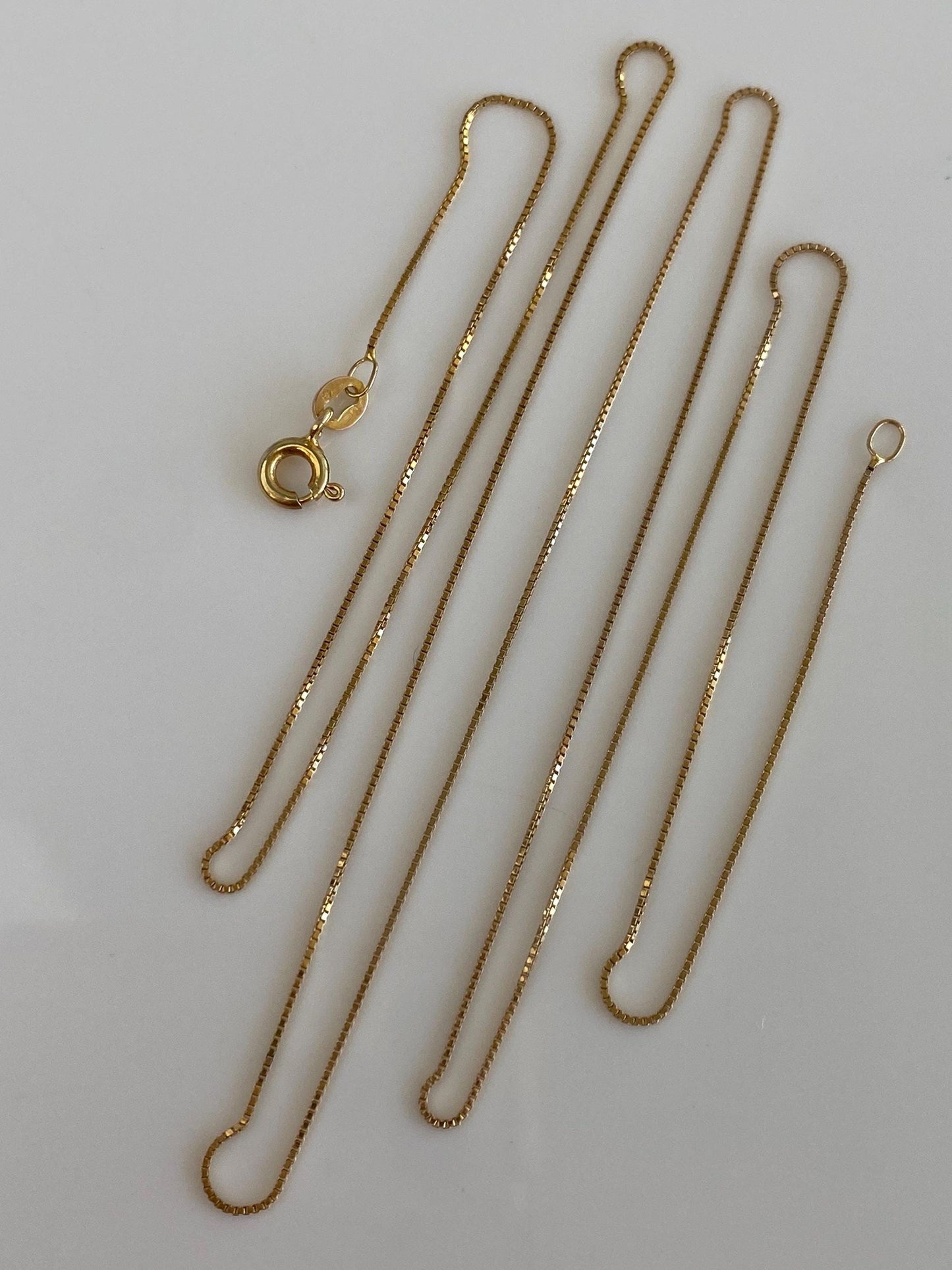 Vintage Solid 14k Yellow Gold Dainty Long Box Chain Necklace - 24 inches