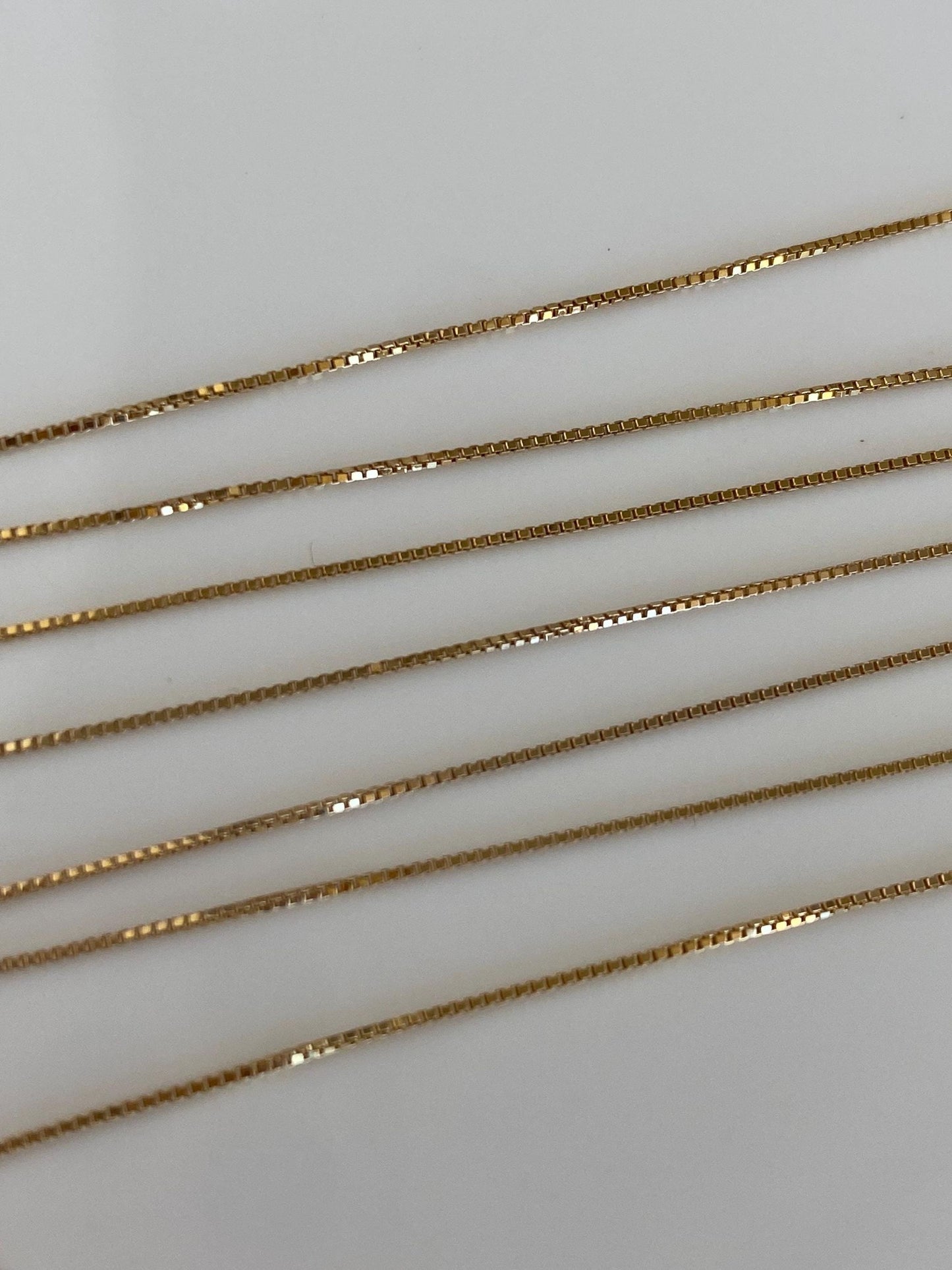 Vintage Solid 14k Yellow Gold Dainty Long Box Chain Necklace - 24 inches