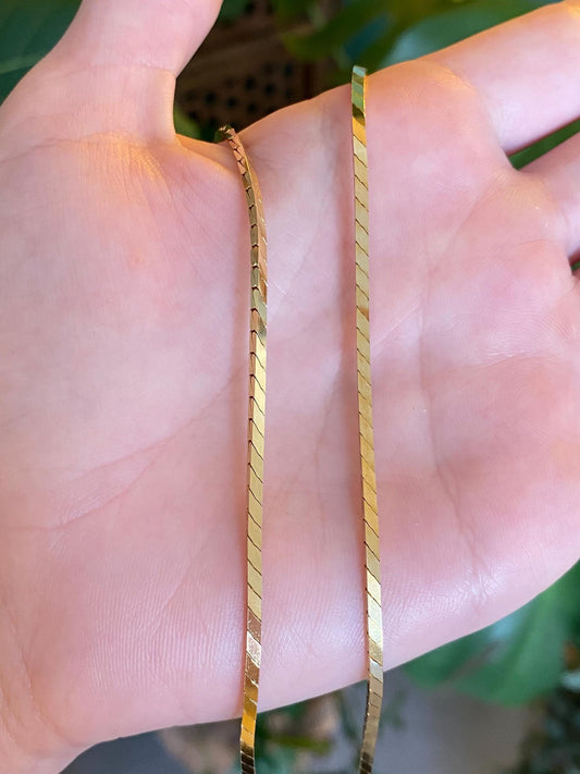 Vintage Solid 14k Yellow Gold Fancy Box Chain Necklace - 20 inches