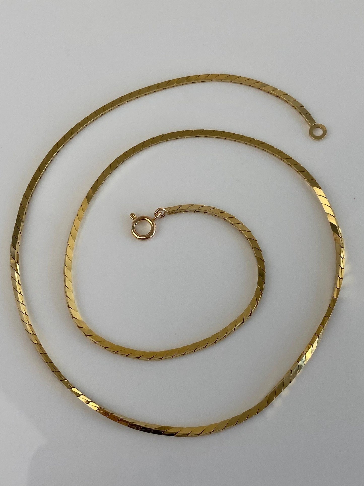 Vintage Solid 14k Yellow Gold Fancy Box Chain Necklace - 20 inches