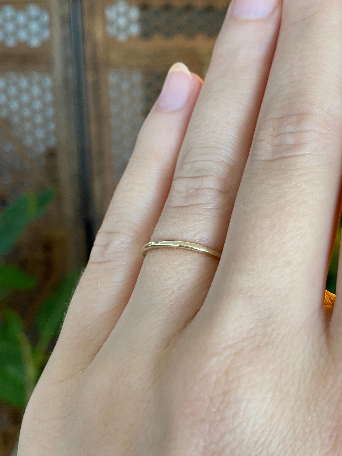 Vintage Solid 14k Yellow Gold Slim Ring Band - Size 5.5