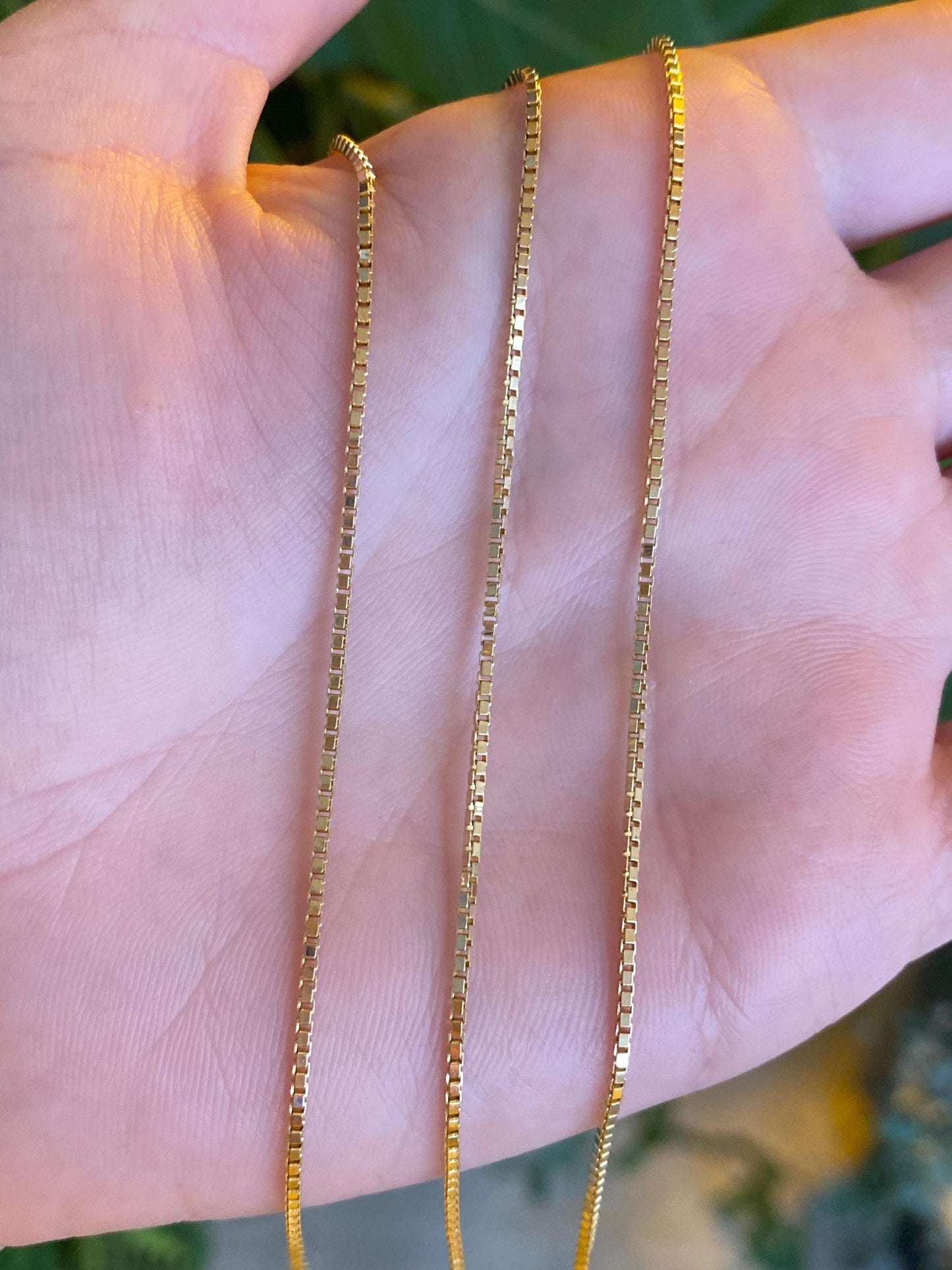 Vintage Solid 14k Yellow Gold Box Chain Necklace - 23.75 inches