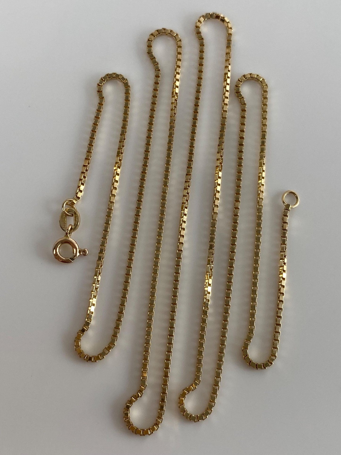 Vintage Solid 14k Yellow Gold Box Chain Necklace - 23.75 inches