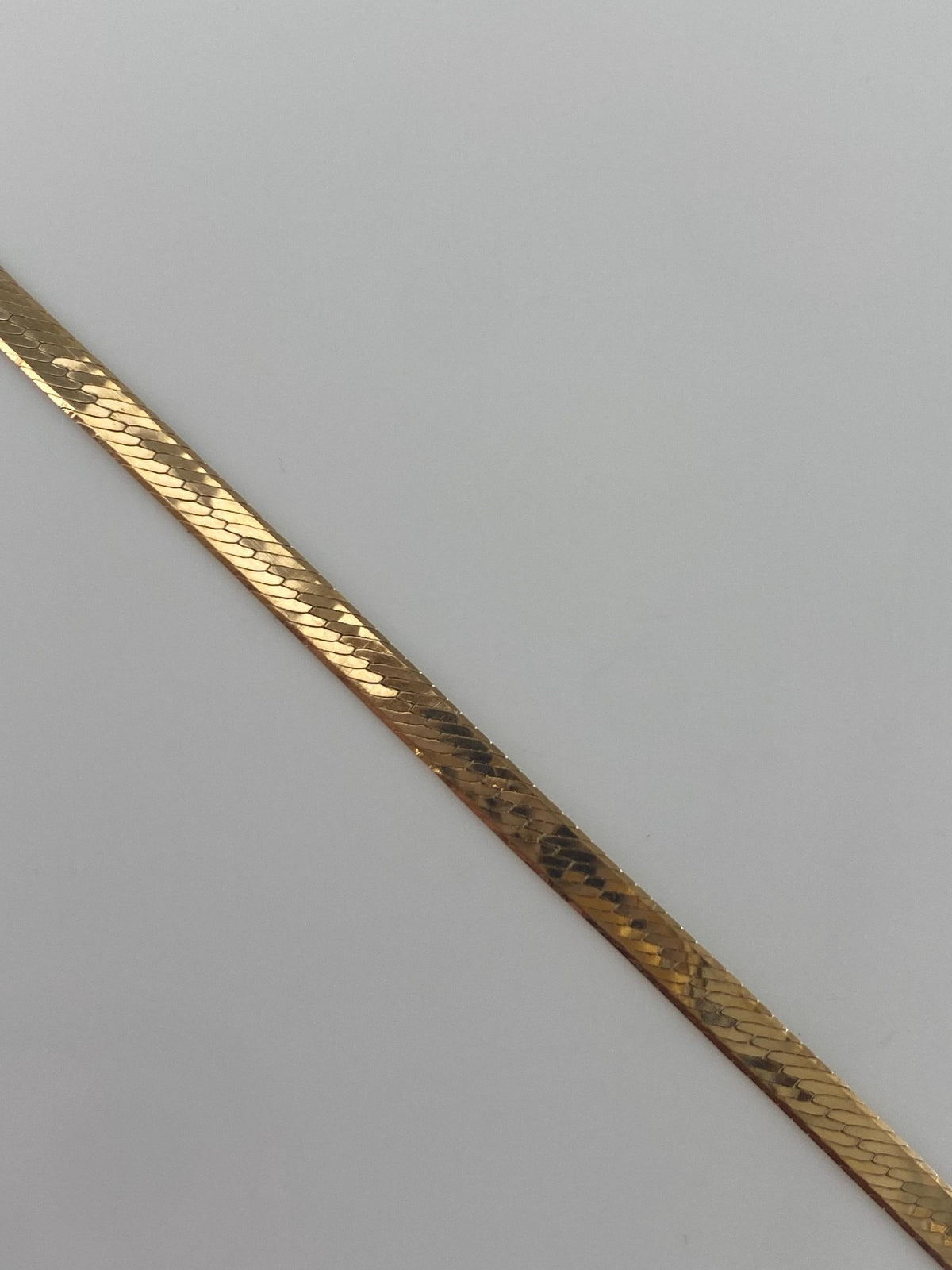 Vintage Solid 14k Yellow Gold Slim Herringbone Chain Bracelet - 7.25 inches