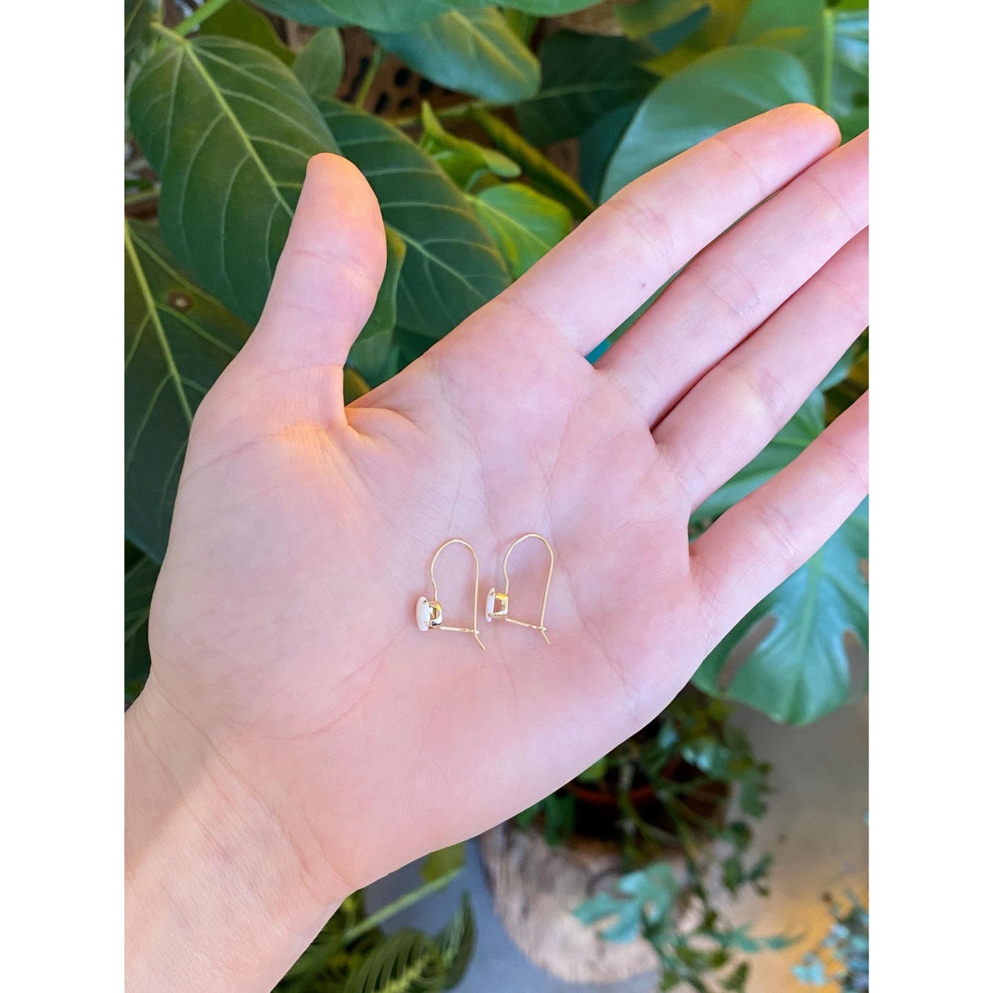 Vintage Solid 14k Yellow Gold Opal Drop Earrings