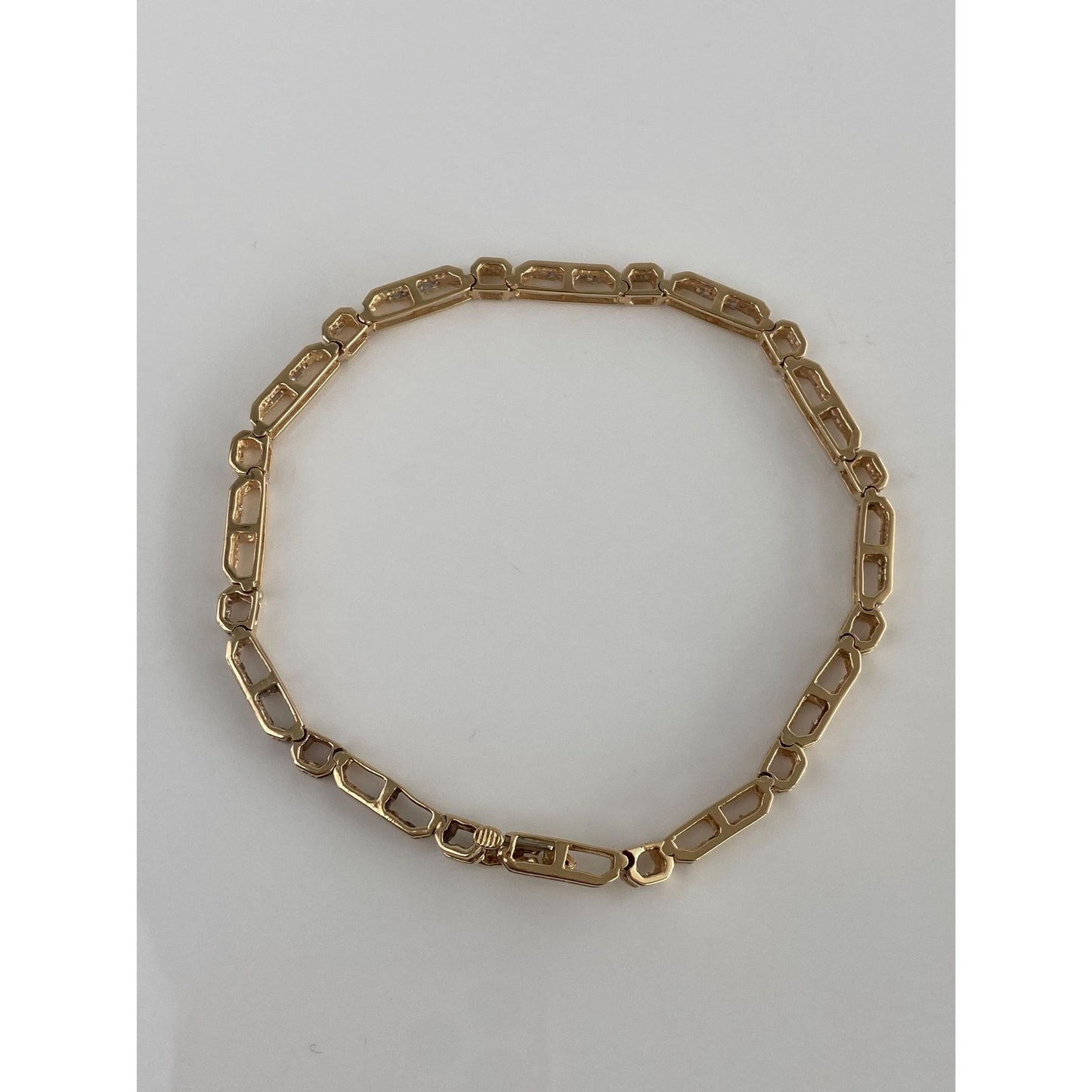 Solid 14k Yellow Gold Diamond Link Bracelet/Anklet - 9 inches