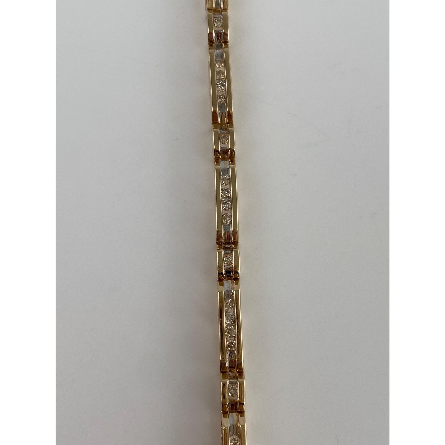 Solid 14k Yellow Gold Diamond Link Bracelet/Anklet - 9 inches