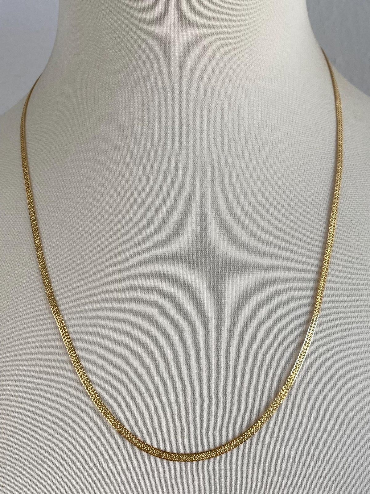 Vintage Solid 18k Yellow Gold Fancy Woven Flat Chain Necklace - 23.75 inches