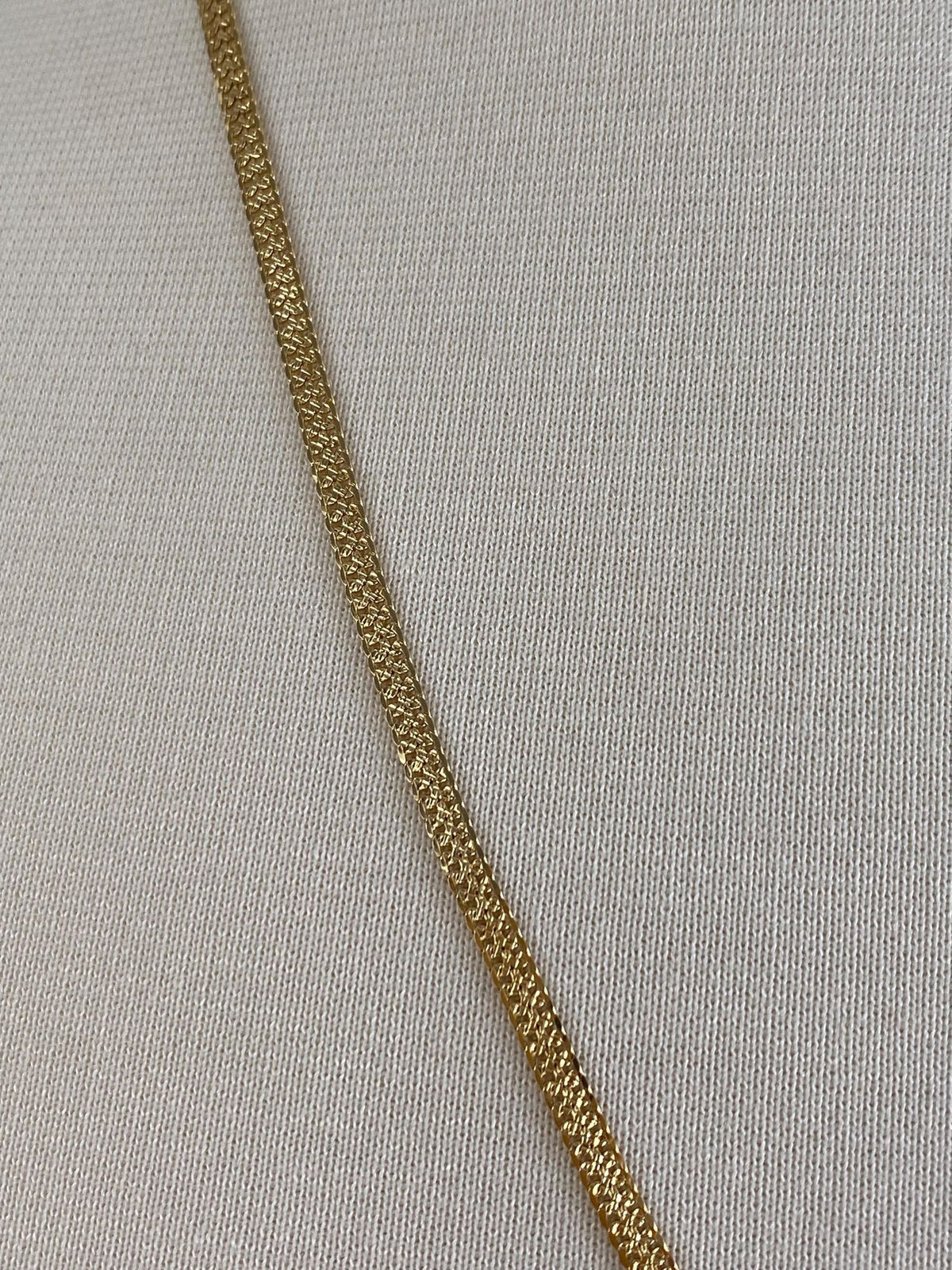 Vintage Solid 18k Yellow Gold Fancy Woven Flat Chain Necklace - 23.75 inches