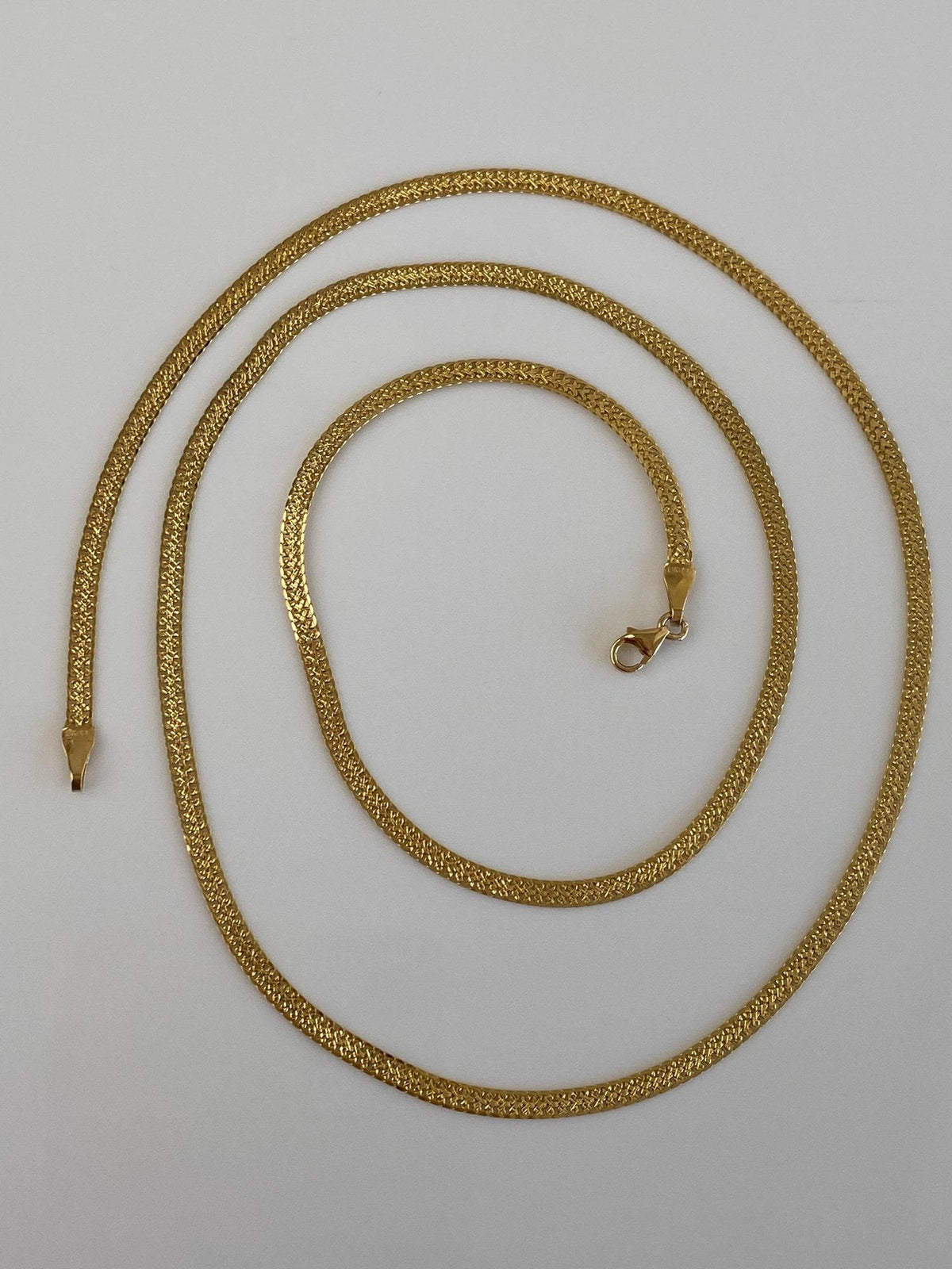 Vintage Solid 18k Yellow Gold Fancy Woven Flat Chain Necklace - 23.75 inches